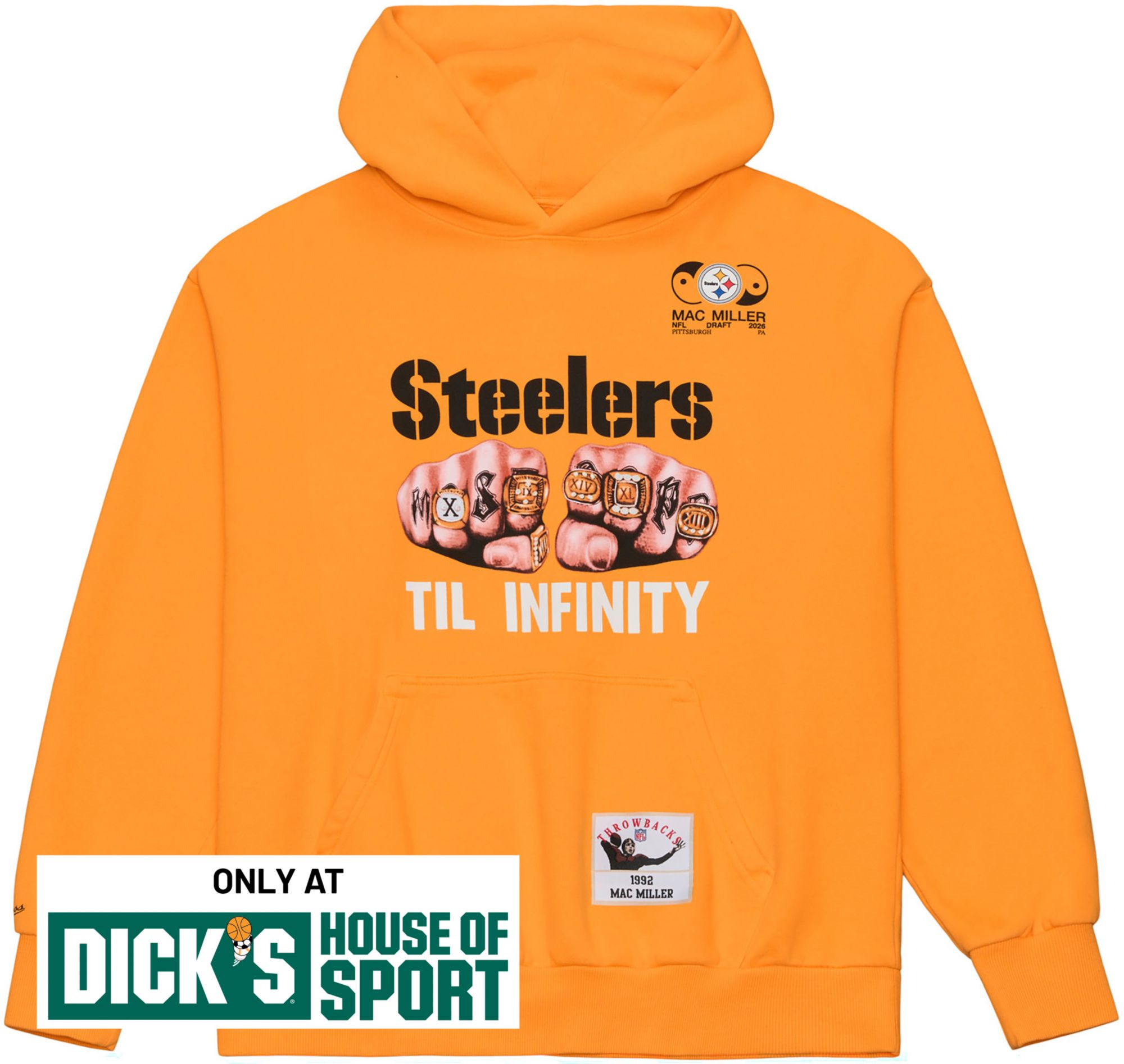 Mitchell & Ness Men's NFL Pittsburgh Steelers x Mac Miller Gold Til Infinity Hoodie