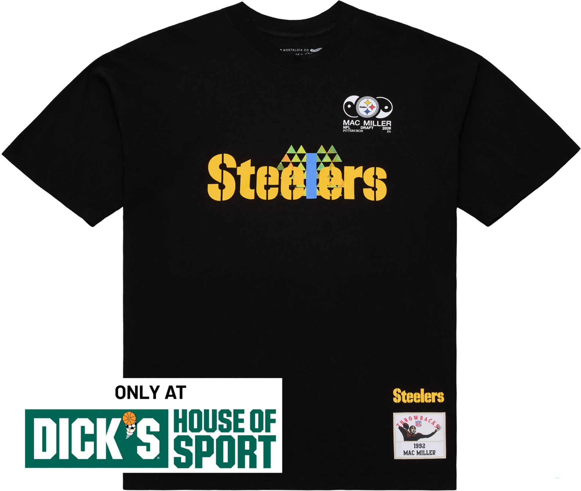 Mitchell & Ness Men's NFL Pittsburgh Steelers x Mac Miller Black Slide T-Shirt