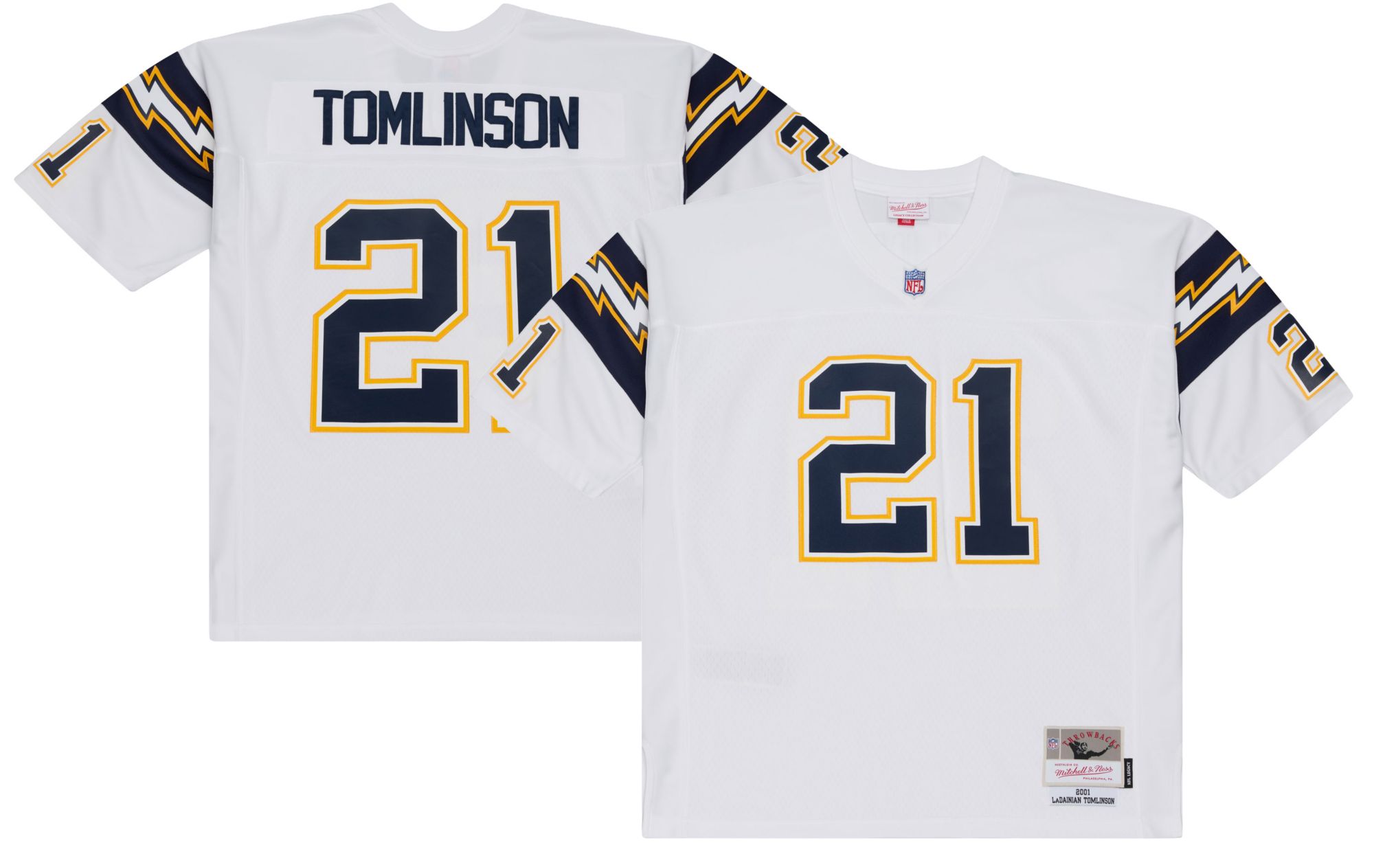 Mitchell &amp; Ness Men's Los Angeles Chargers White LaDainian Tomlinson #21 Jersey