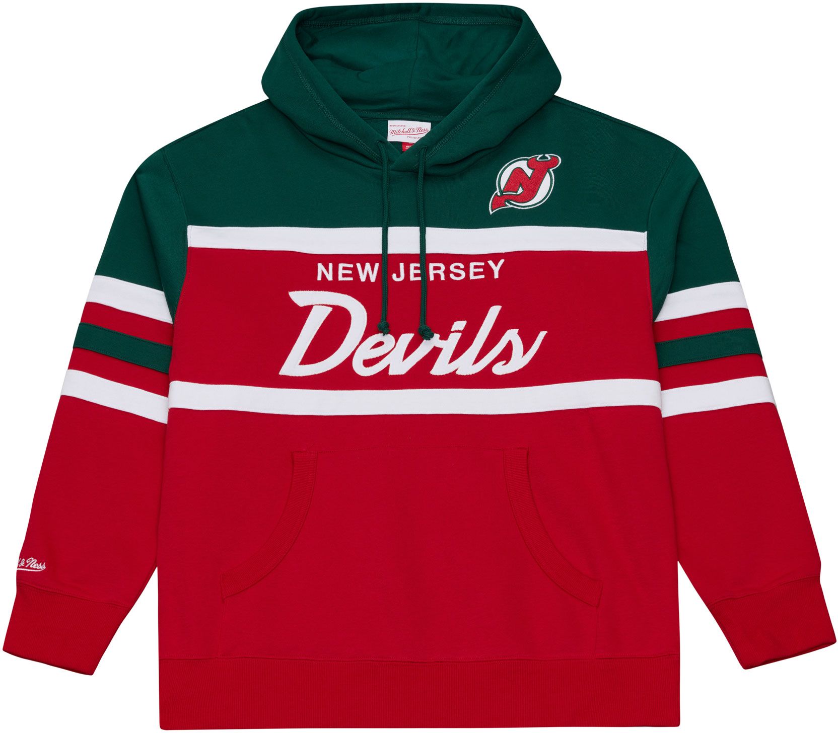 Mitchell &amp; Ness Men's New Jersey Devils Red and Green Head Coach Pullover Hoodie
