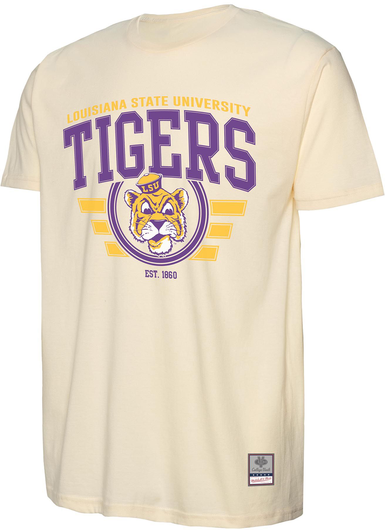 Mitchell & Ness Men's LSU Tigers Cream Vintage Graphic T-Shirt