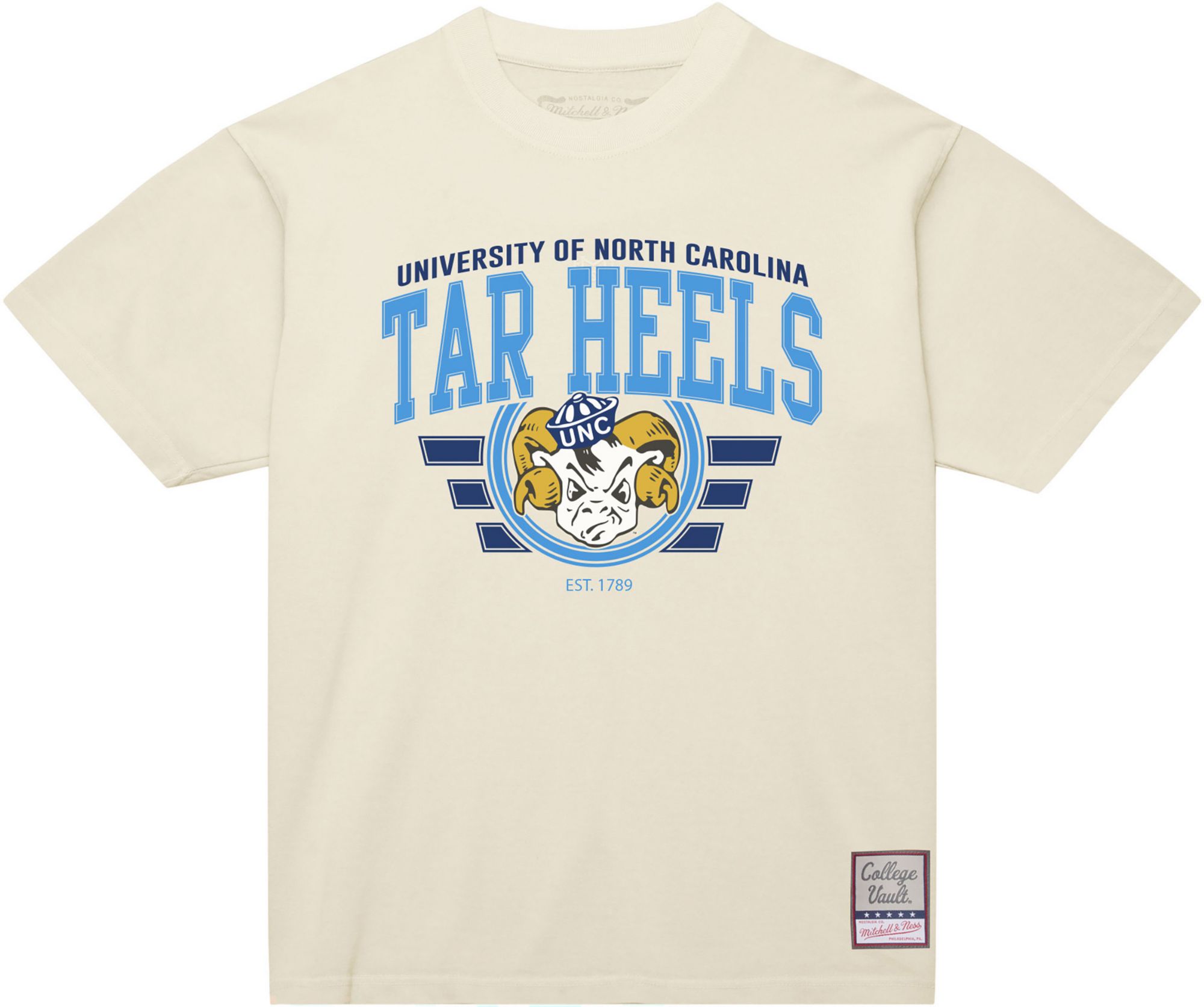 Mitchell & Ness Men's North Carolina Tar Heels Cream Vintage Graphic T-Shirt