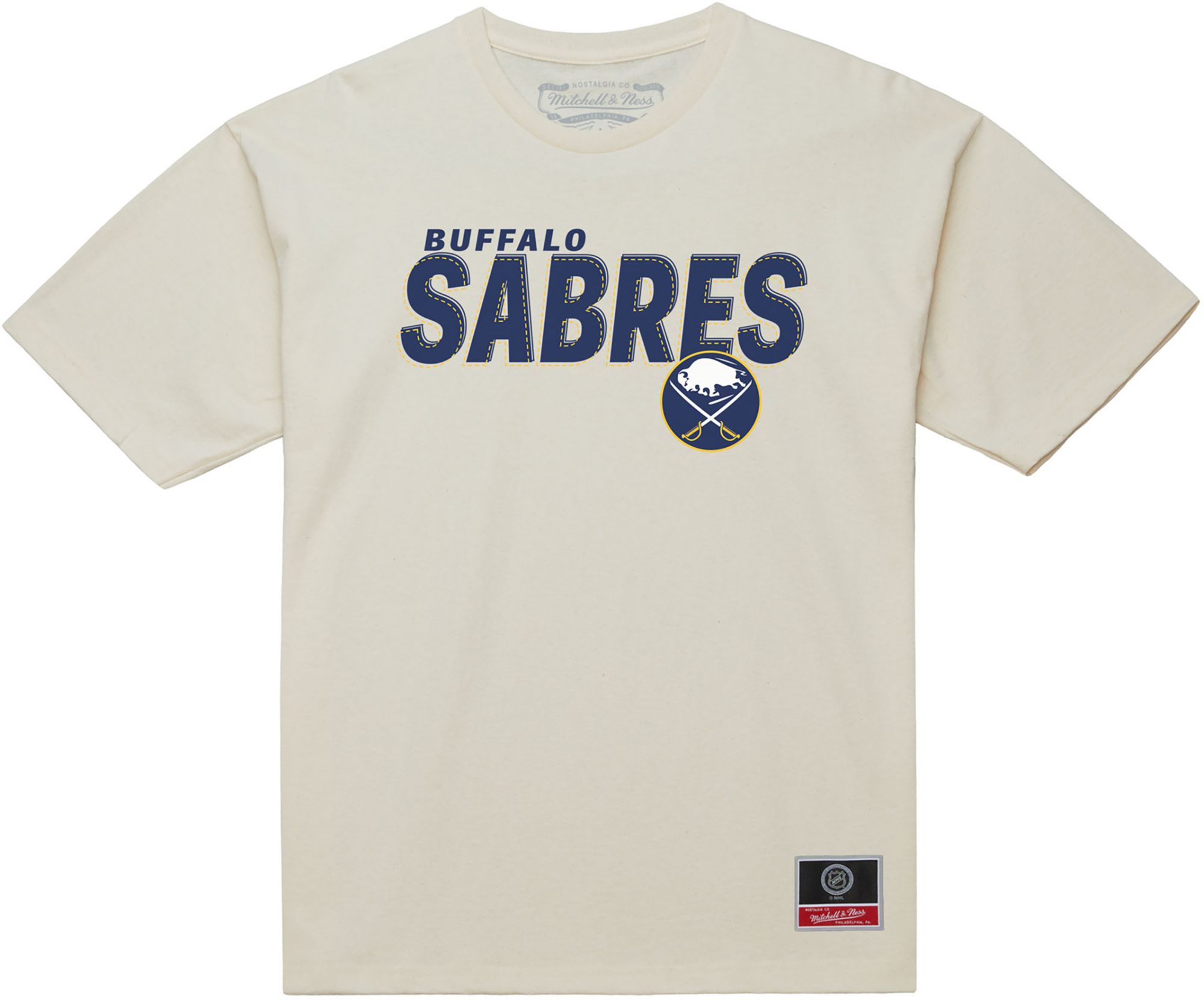 Mitchell & Ness Men's Buffalo Sabres Cream Stitch T-Shirt
