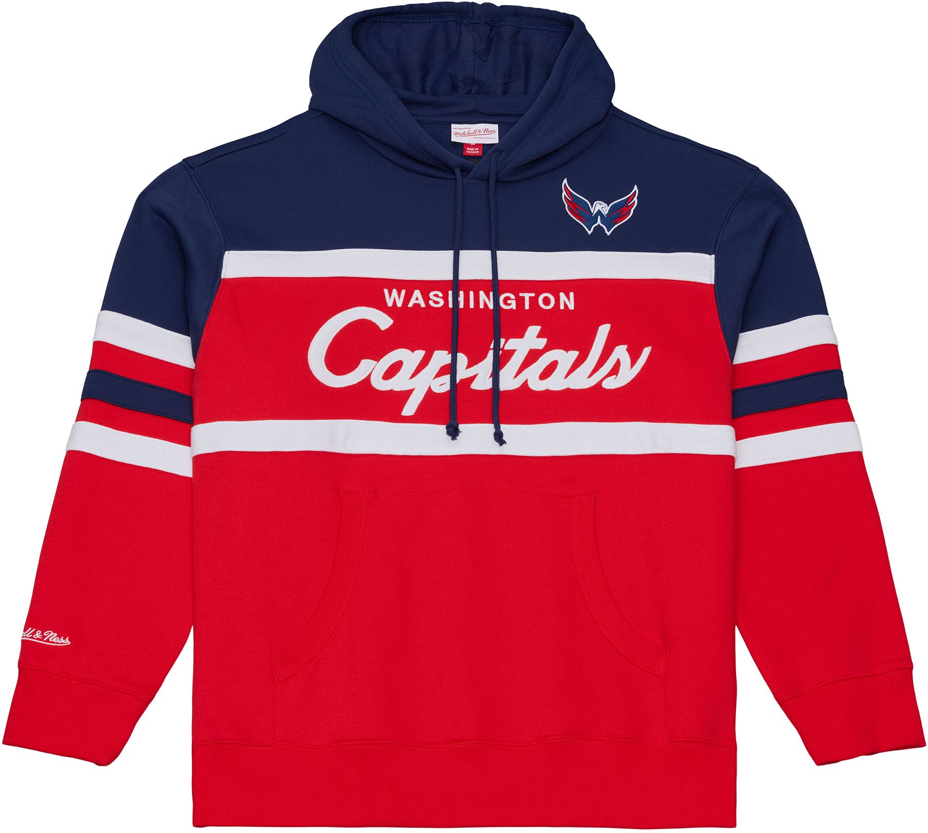Mitchell &amp; Ness Men's Washington Capitals Navy and Red Head Coach Pullover Hoodie