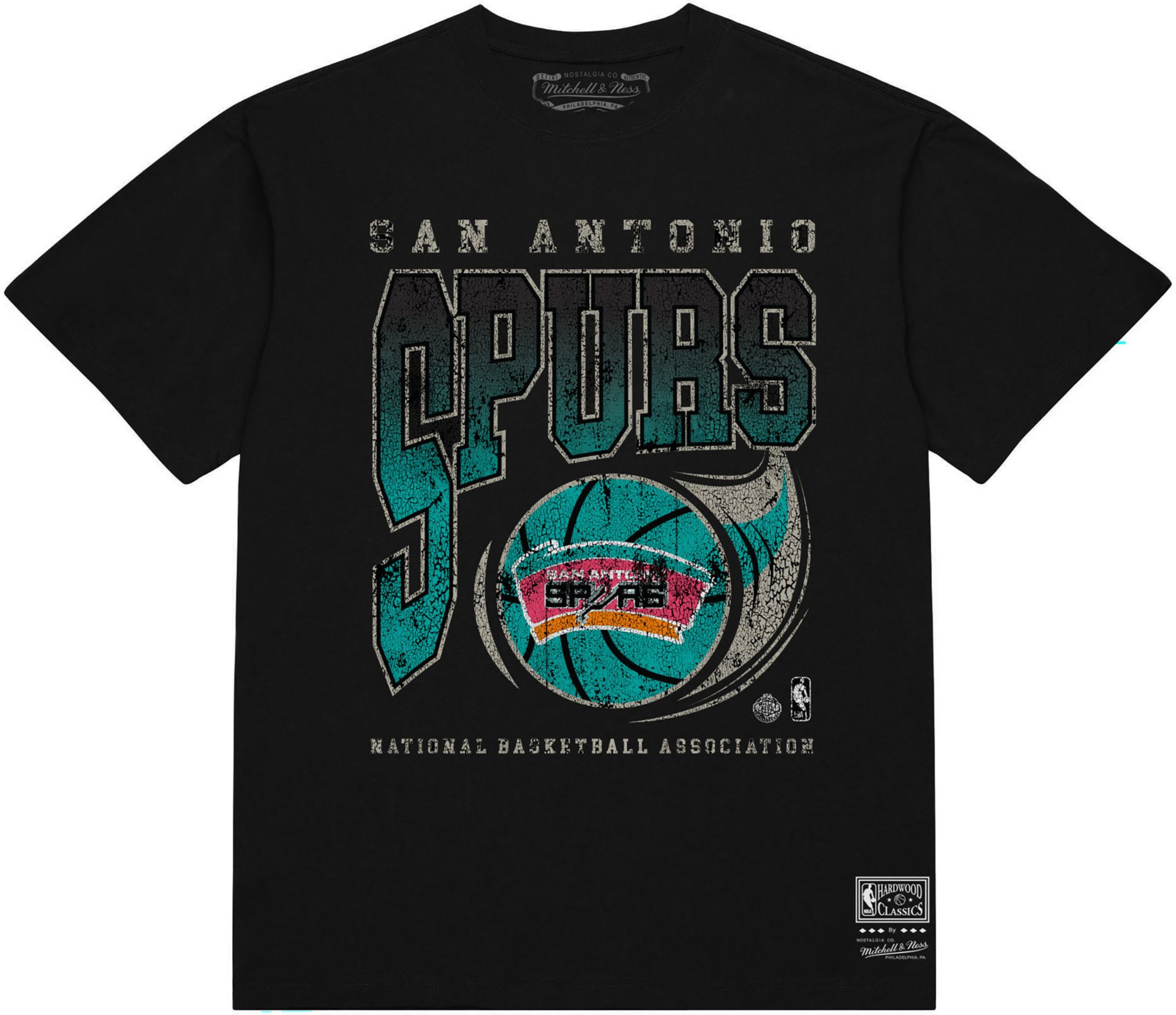 Mitchell &amp; Ness Men's San Antonio Spurs Black Ball Out T-Shirt - Black
