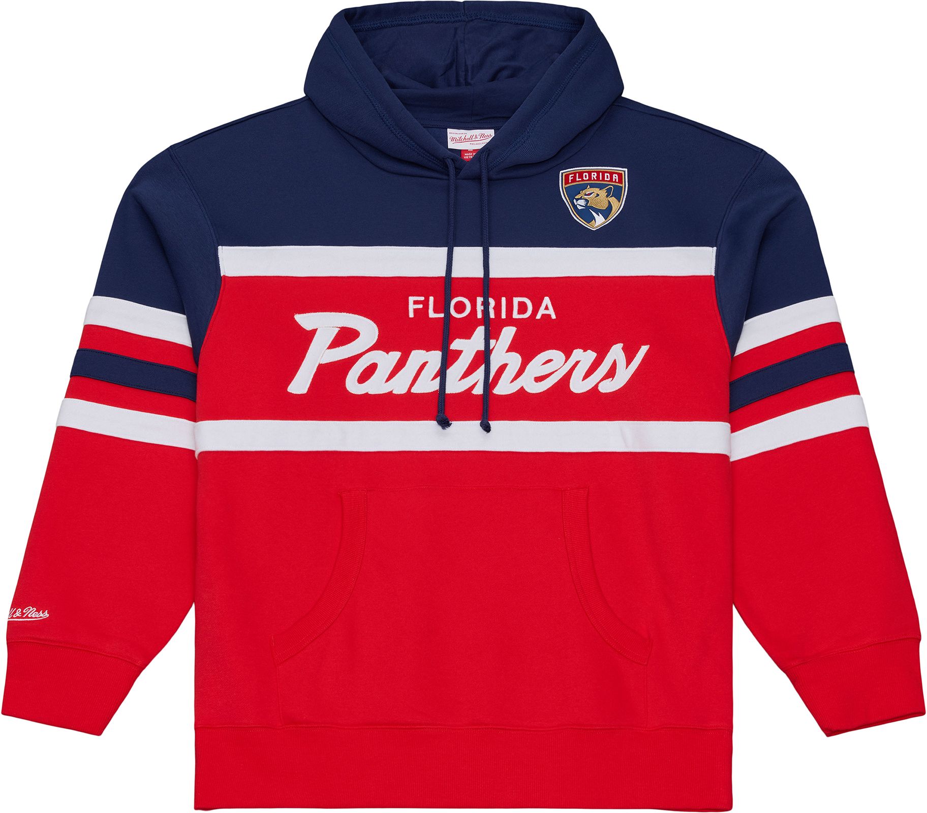 Mitchell & Ness Men's Florida Panthers Navy and Red Head Coach Pullover Hoodie, XL, Blue