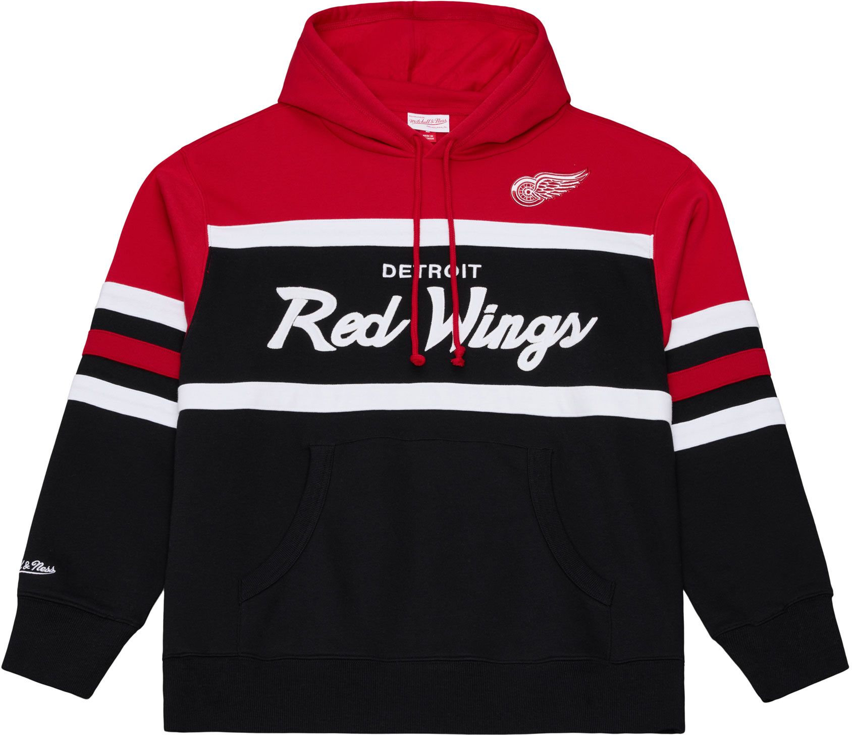 Mitchell &amp; Ness Men's Detroit Red Wings Black and Red Head Coach Pullover Hoodie