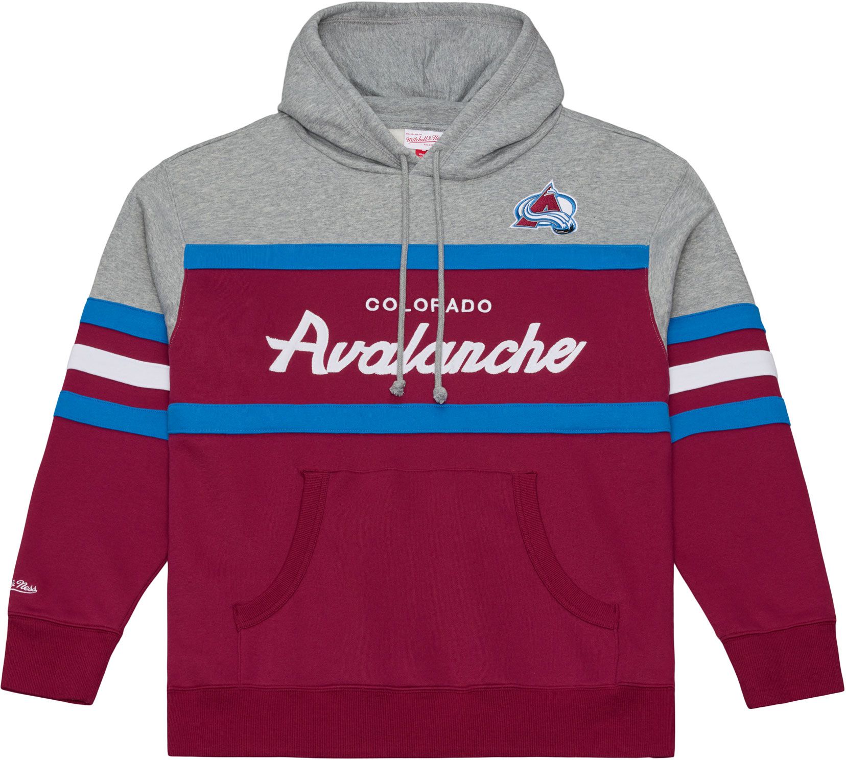 Mitchell &amp; Ness Men's Colorado Avalanche Red and Grey Head Coach Pullover Hoodie