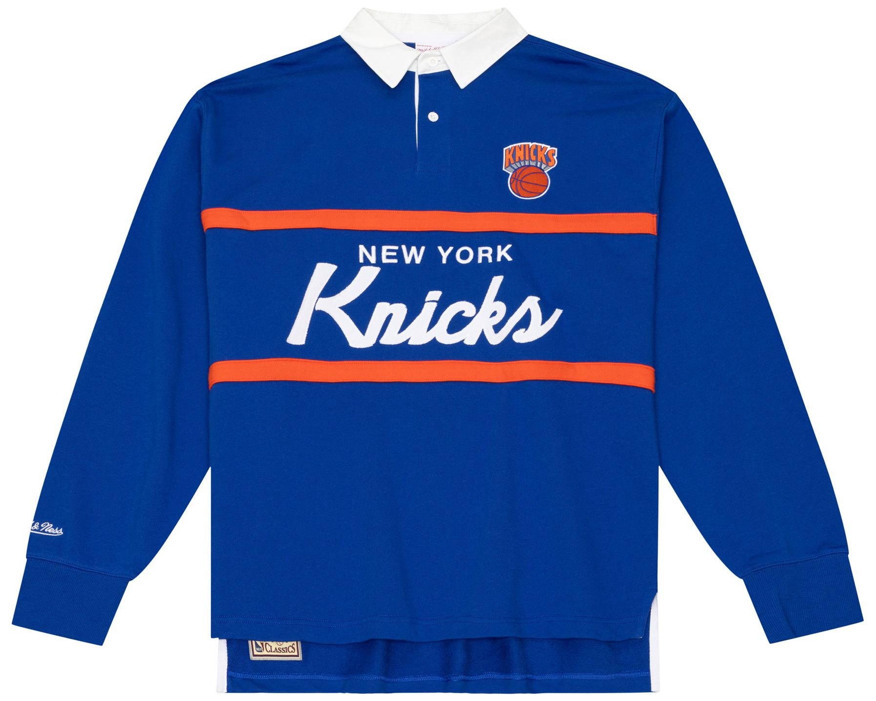 Mitchell & Ness Men's New York Knicks French Terry Polo, Small, Blue
