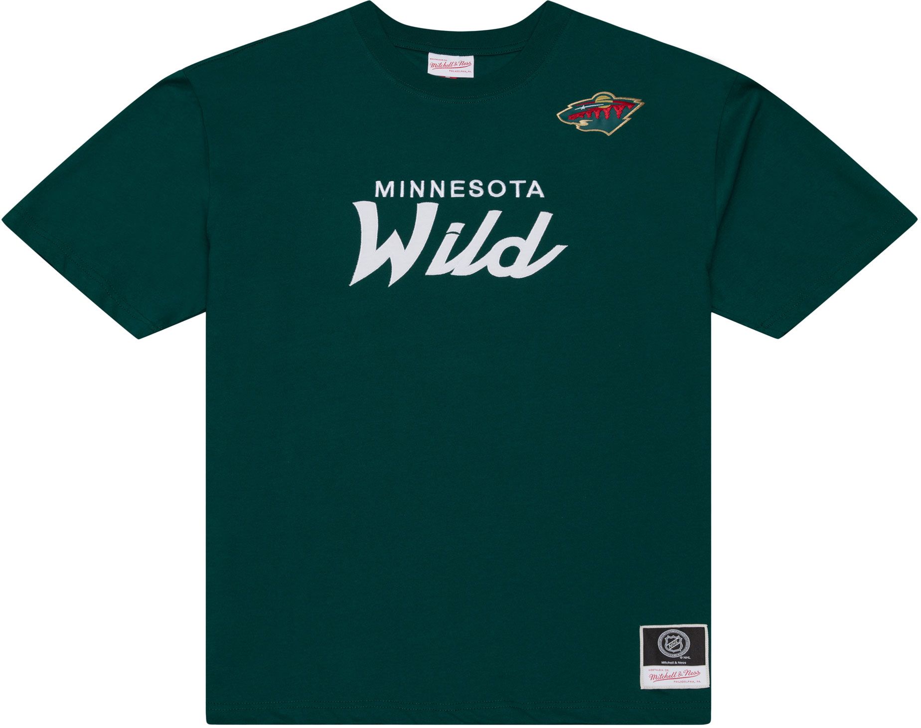 Mitchell &amp; Ness Men's Minnesota Wild Dark Green Coach T-Shirt