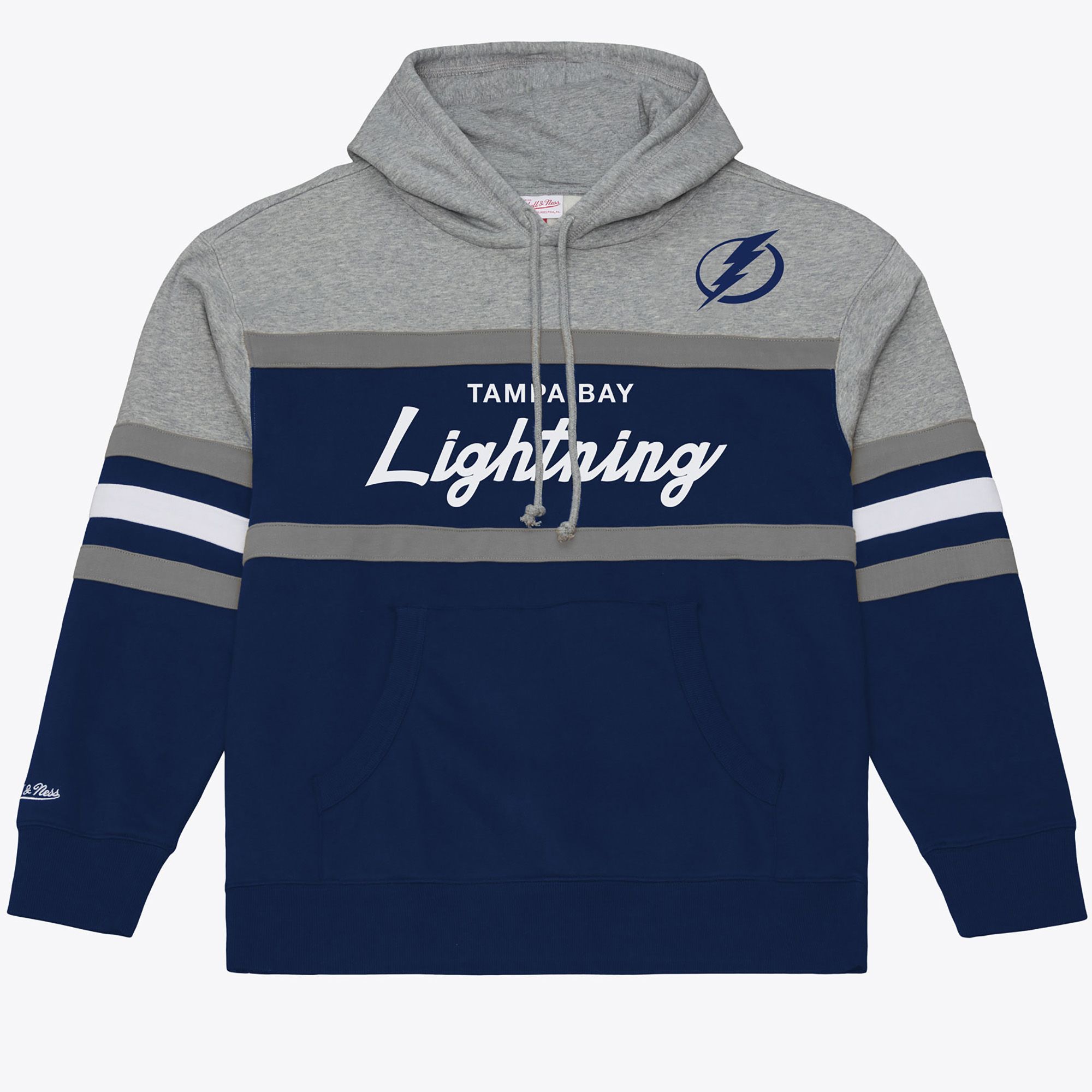 Mitchell &amp; Ness Men's Tampa Bay Lightning Royal and Grey Head Coach Pullover Hoodie