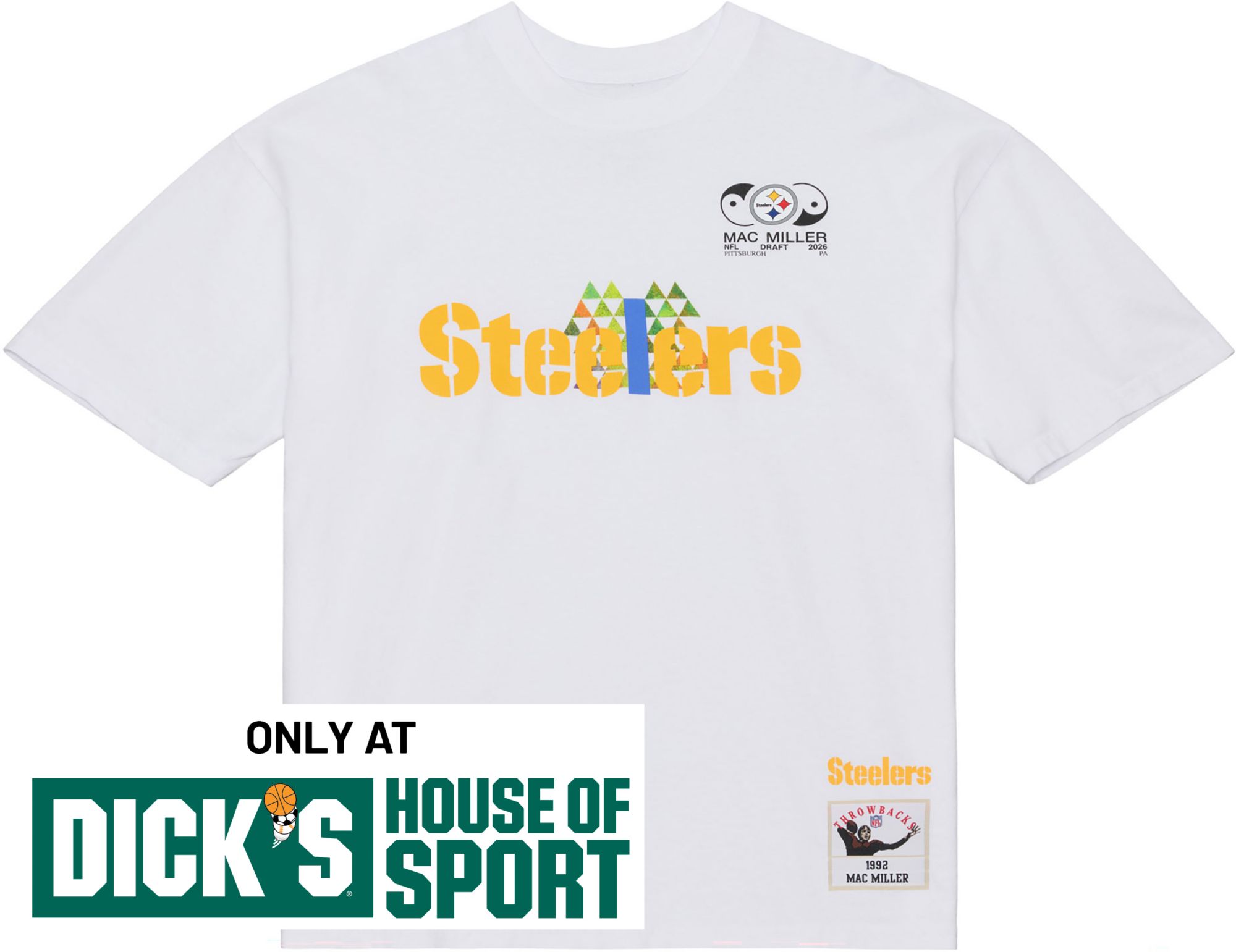 Mitchell & Ness Men's NFL Pittsburgh Steelers x Mac Miller White Slide T-Shirt