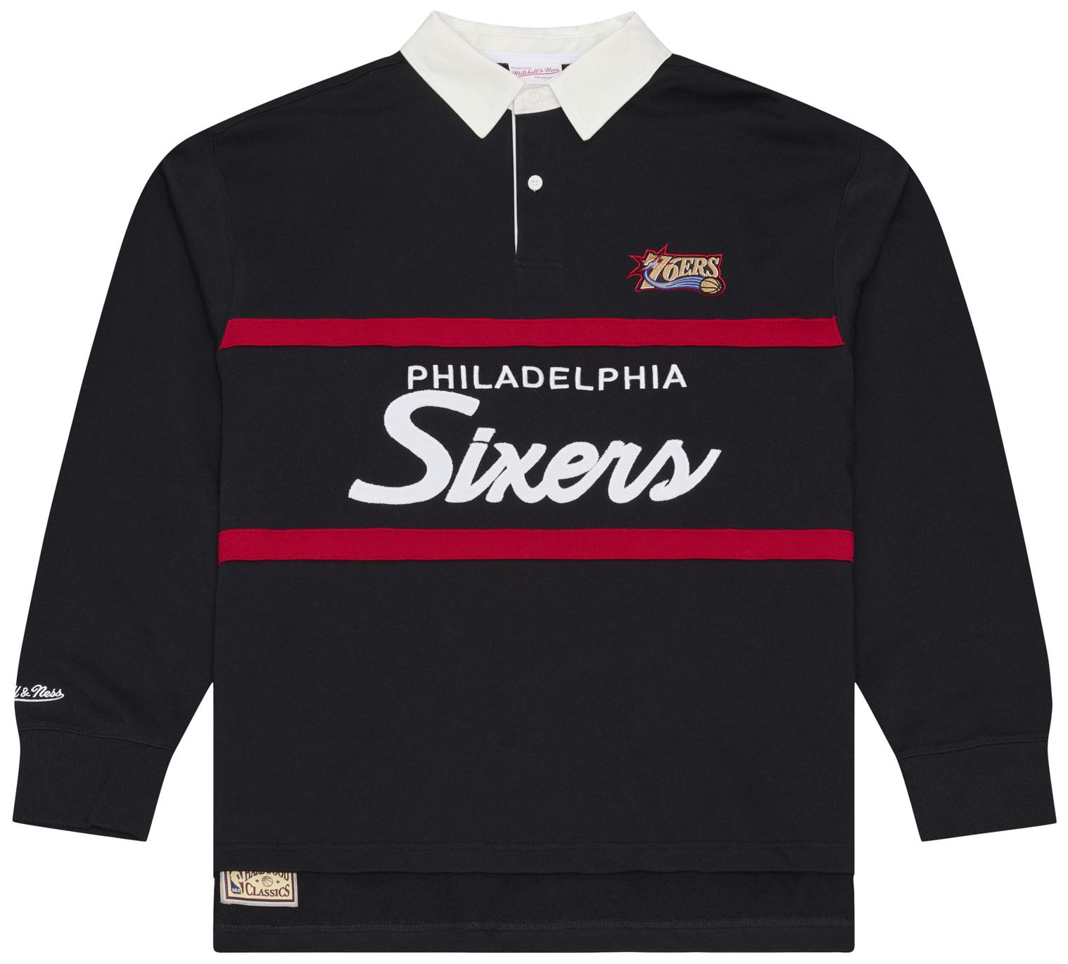 Mitchell &amp; Ness Men's Philadelphia 76ers French Terry Polo