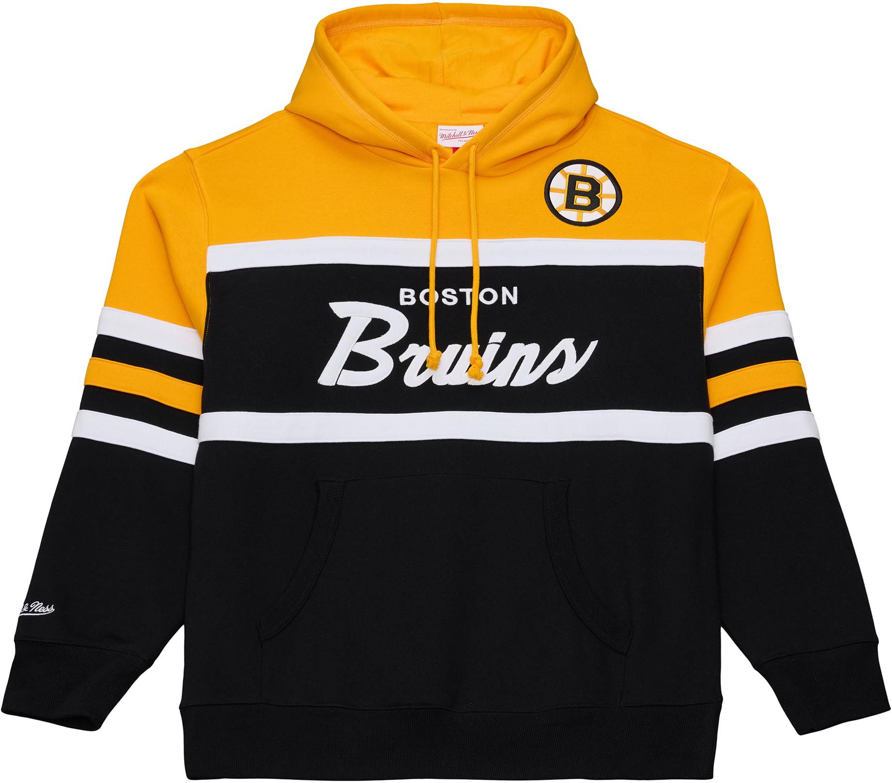 Mitchell &amp; Ness Men's Boston Bruins Black and Gold Head Coach Pullover Hoodie