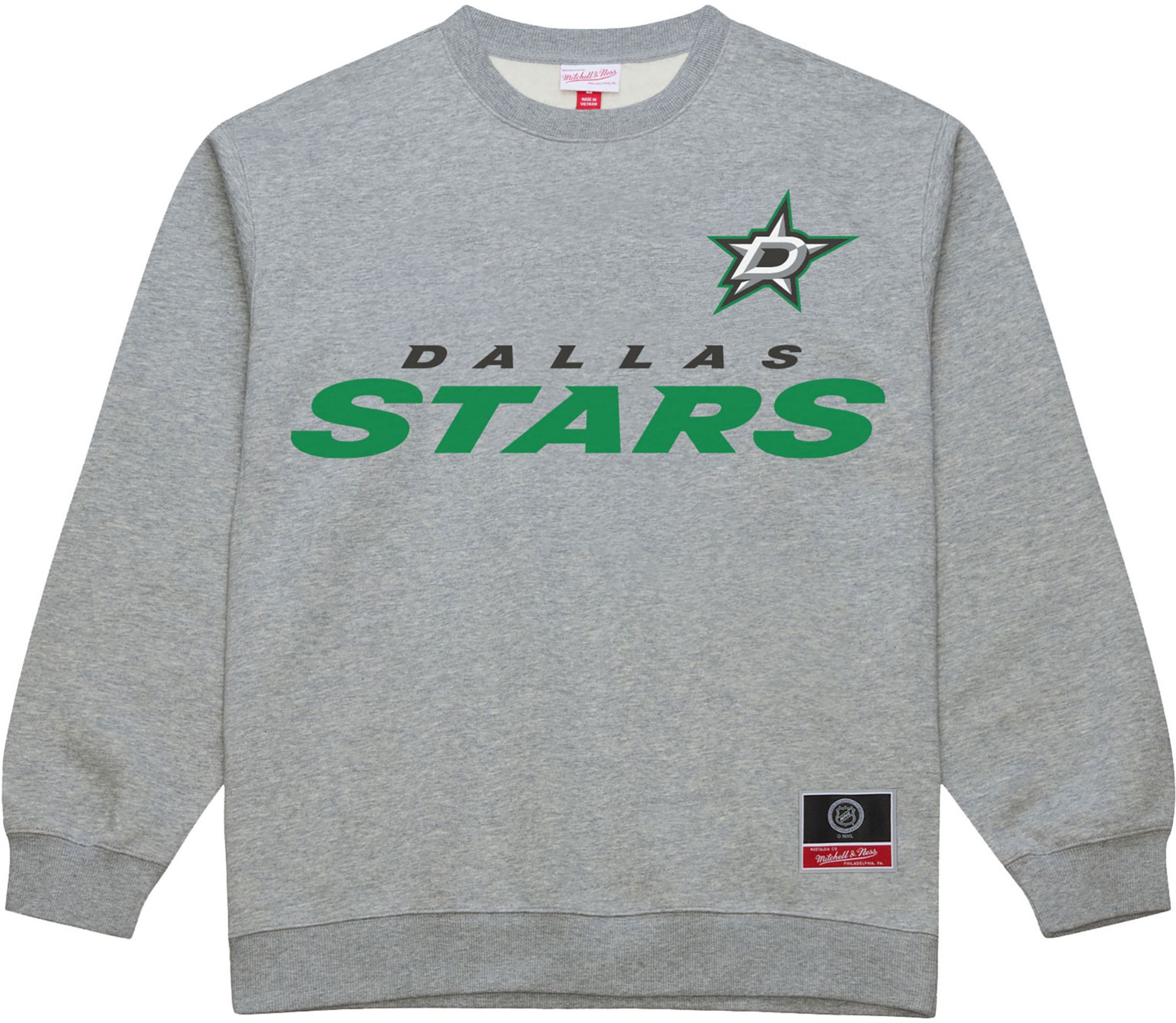 Mitchell & Ness Men's Dallas Stars Grey Heather Wordmark Fleece Sweatshirt