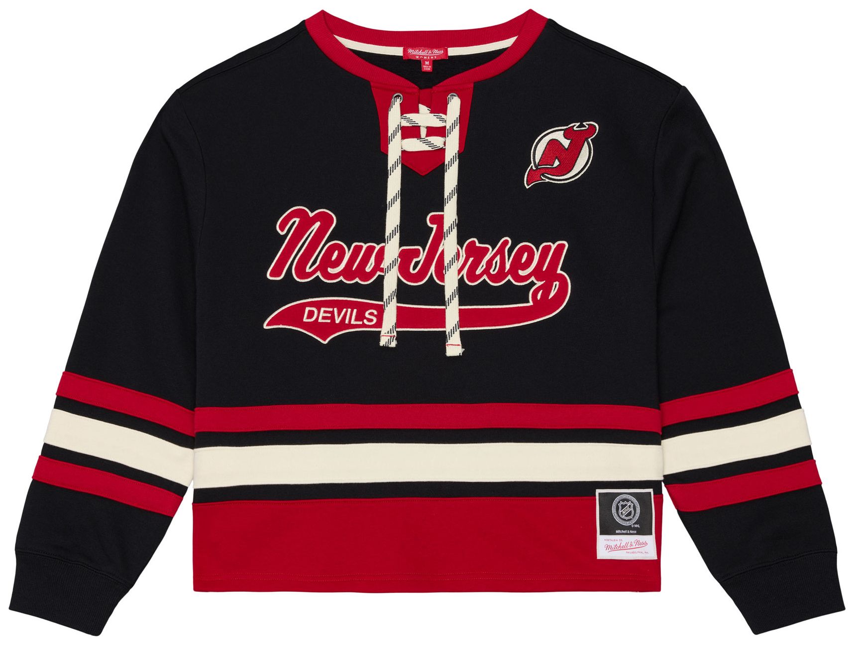 Mitchell &amp; Ness Women's New Jersey Devils Lace Up Crewneck Sweatshirt