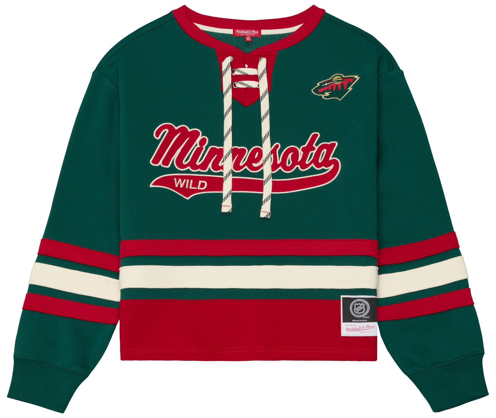 Mitchell & Ness Women's Minnesota Wild Lace Up Crewneck Sweatshirt