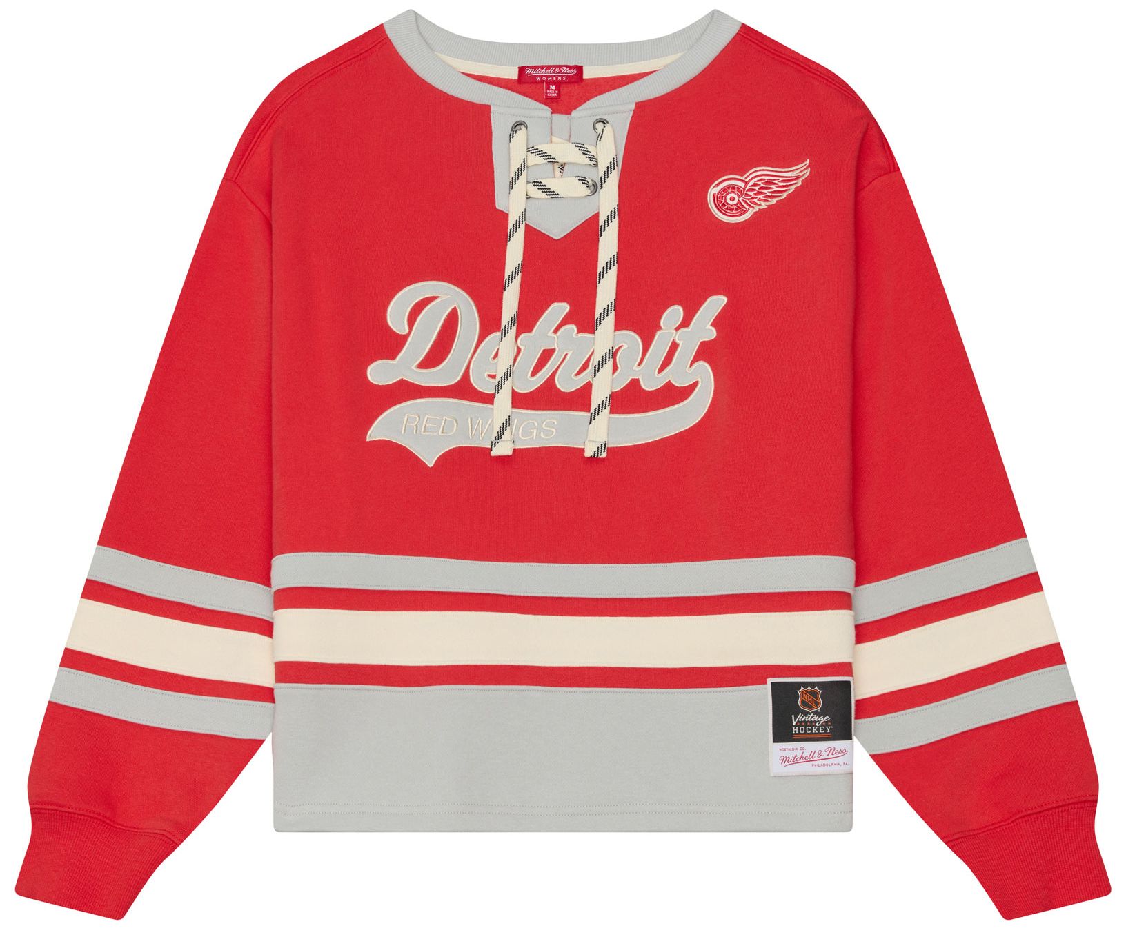 Mitchell &amp; Ness Women's Detroit Red Wings Lace Up Crewneck Sweatshirt