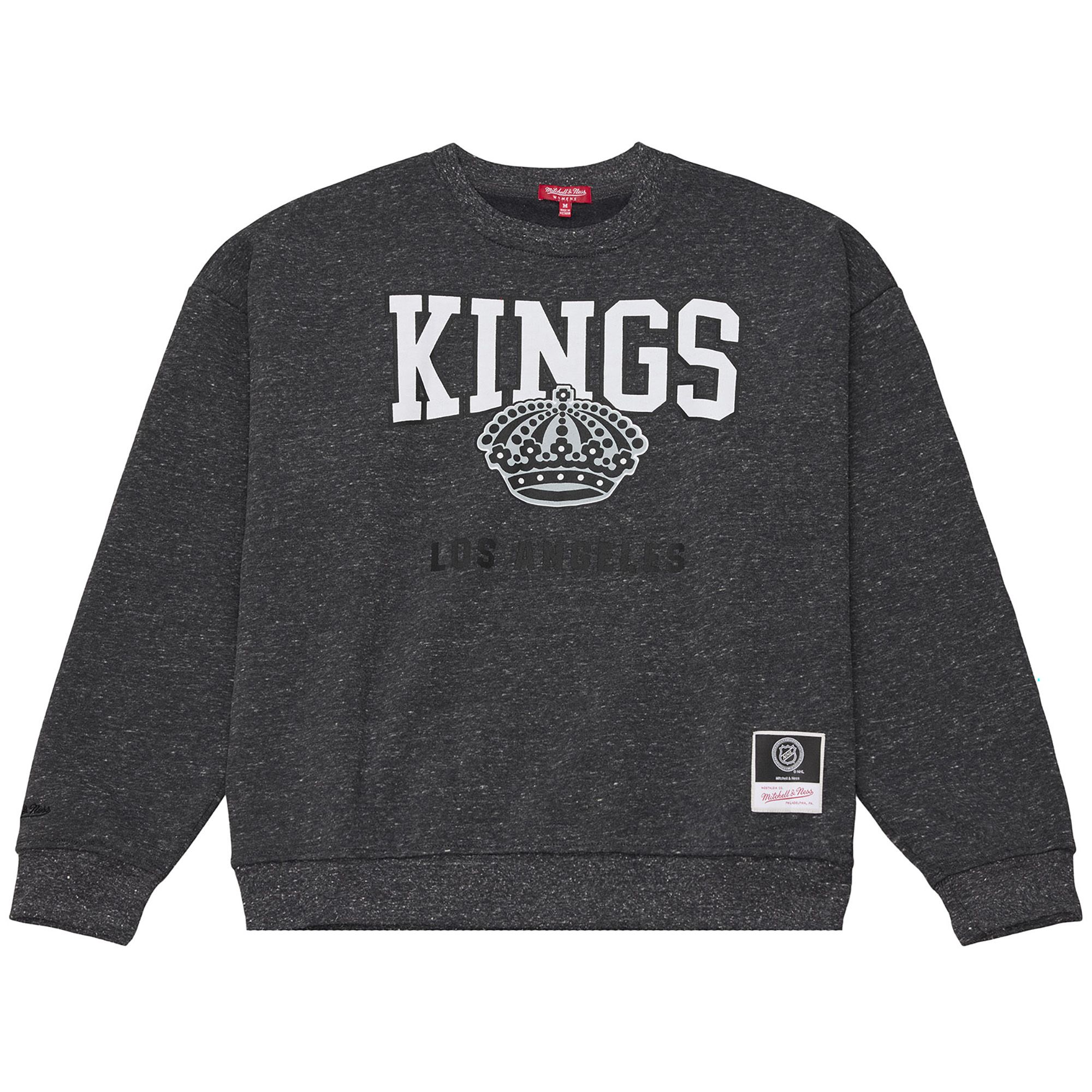 Mitchell & Ness Women's Los Angeles Kings Dark Grey Snow Wash Fleece Crewneck Sweatshirt, XL, Gray