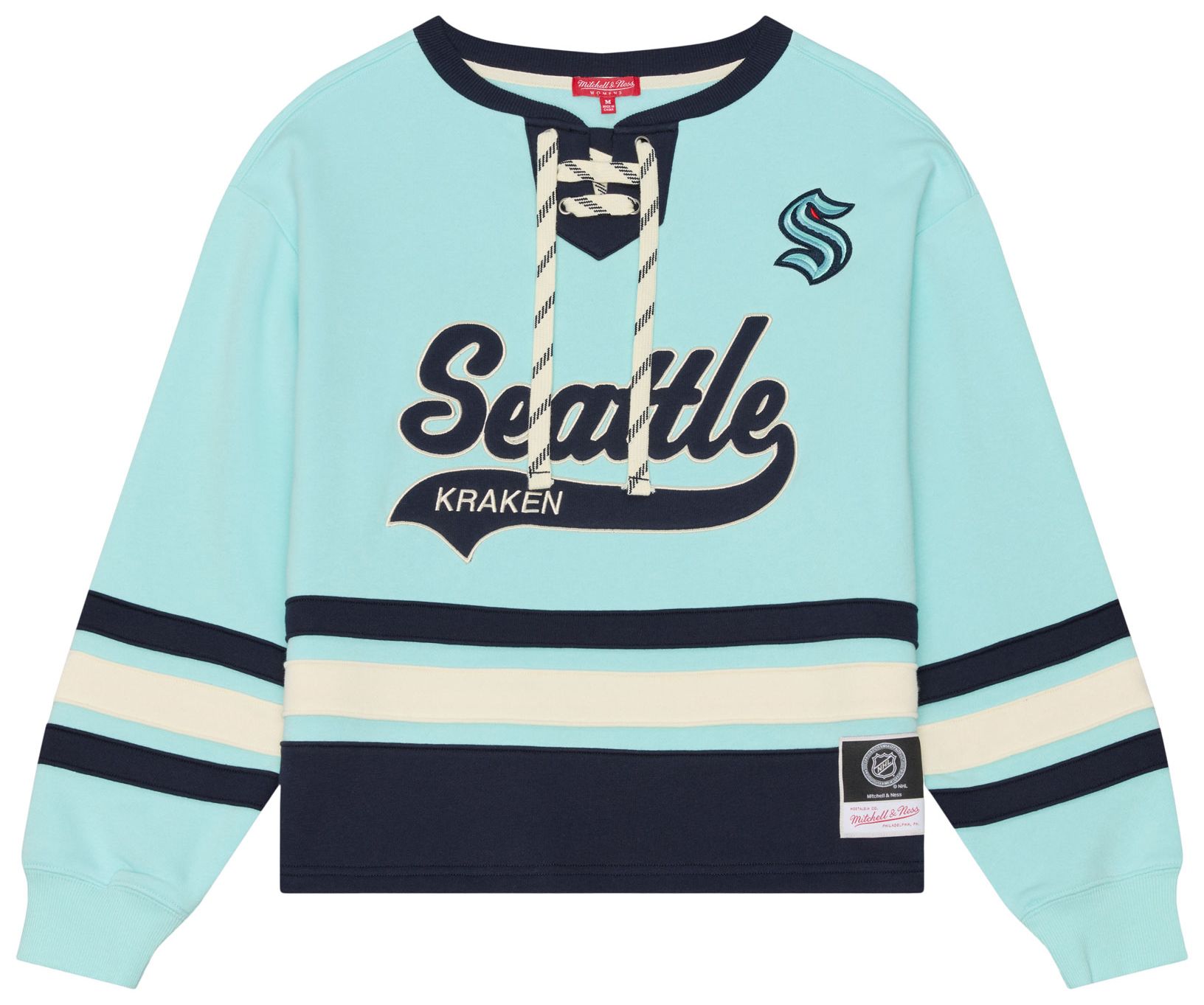 Mitchell &amp; Ness Women's Seattle Kraken Lace Up Crewneck Sweatshirt