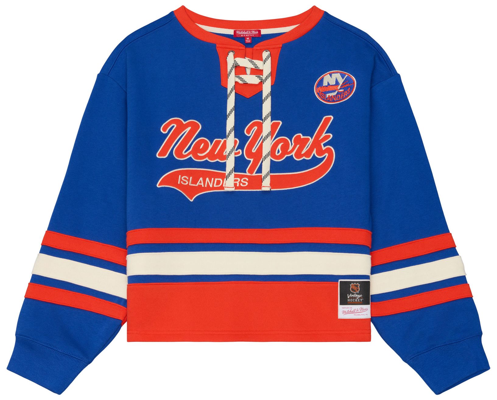 Mitchell &amp; Ness Women's New York Islanders Lace Up Crewneck Sweatshirt