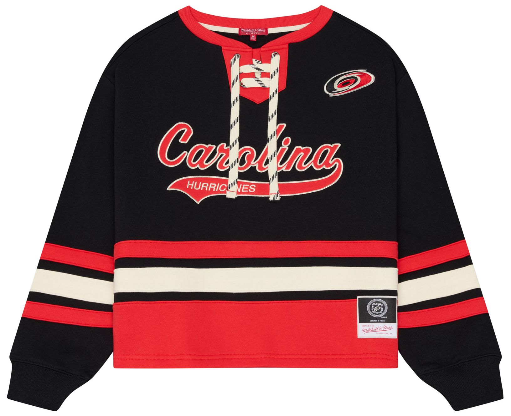 Mitchell &amp; Ness Women's Carolina Hurricanes Lace Up Crewneck Sweatshirt