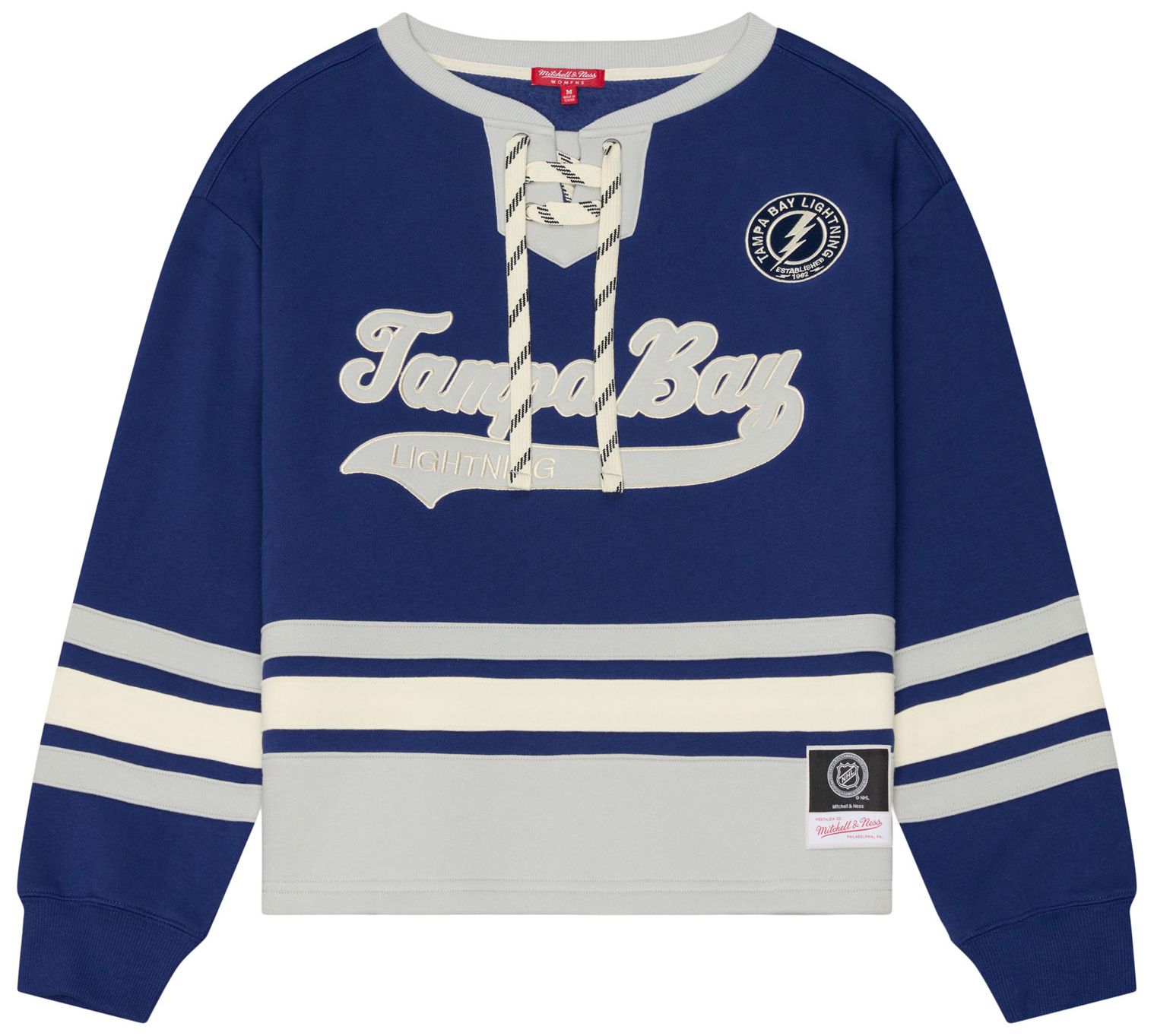 Mitchell &amp; Ness Women's Tampa Bay Lightning Lace Up Crewneck Sweatshirt
