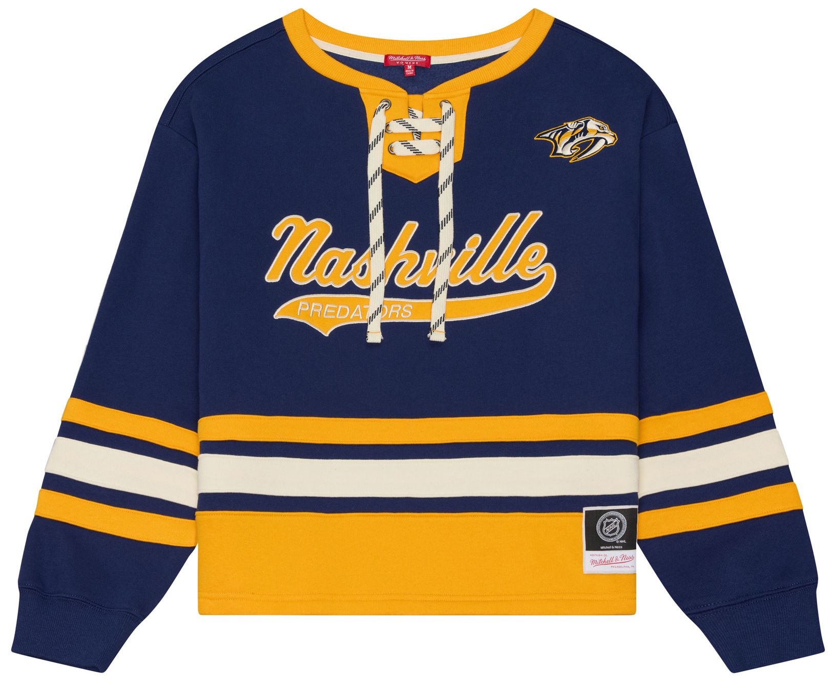 Mitchell &amp; Ness Women's Nashville Predators Lace Up Crewneck Sweatshirt