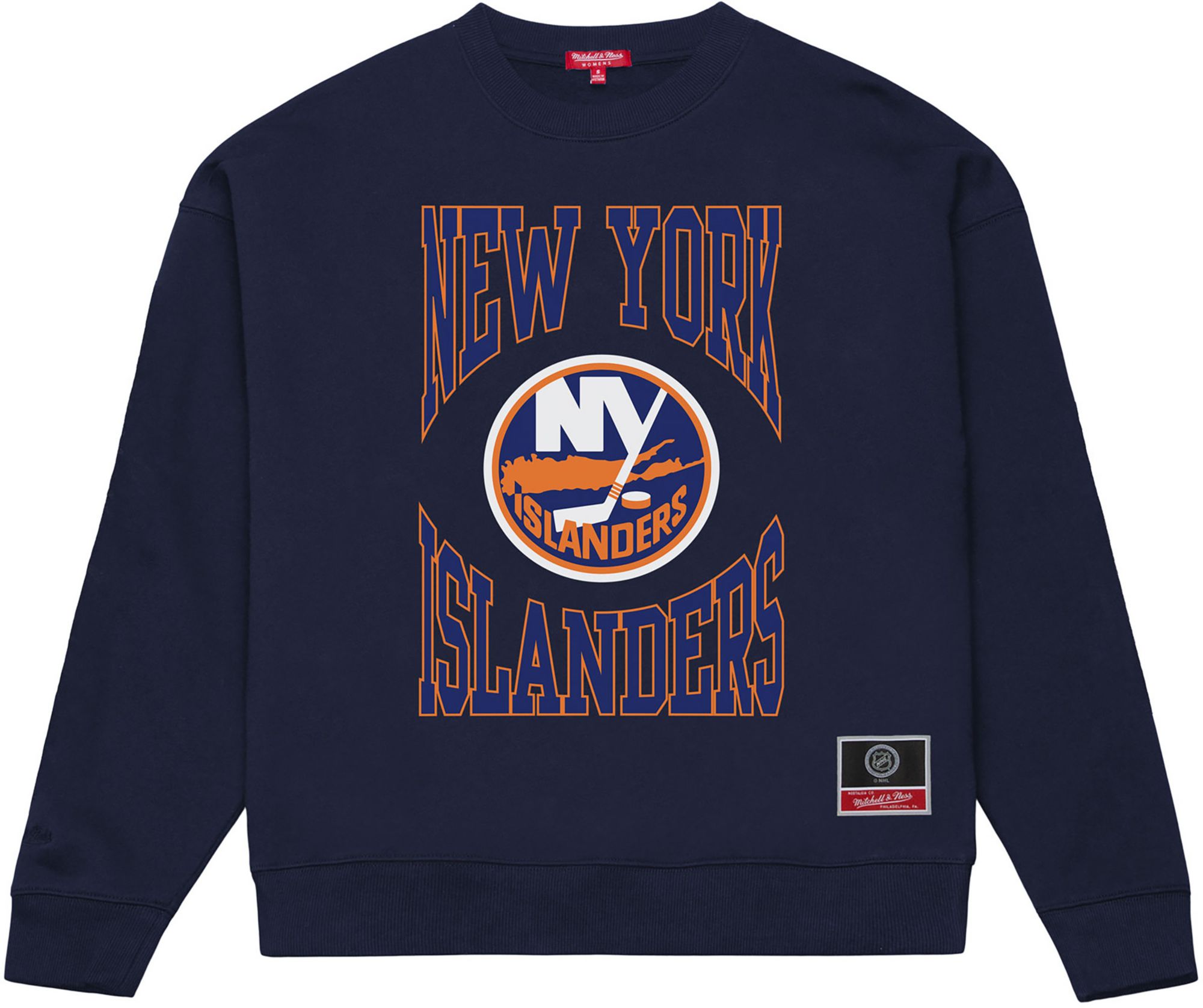 Mitchell & Ness Women's New York Islanders Navy Logo Fleece Crewneck Sweatshirt