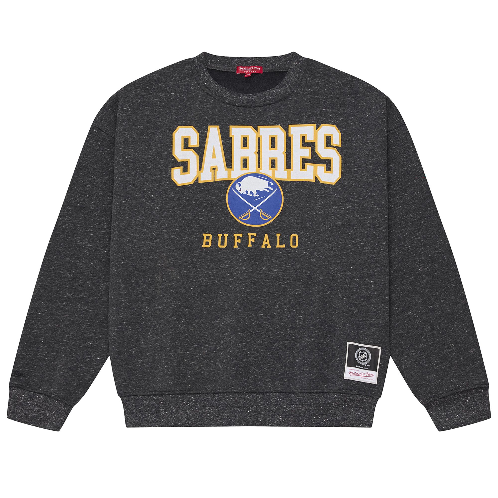Mitchell &amp; Ness Women's Buffalo Sabres Dark Grey Snow Wash Fleece Crewneck Sweatshirt