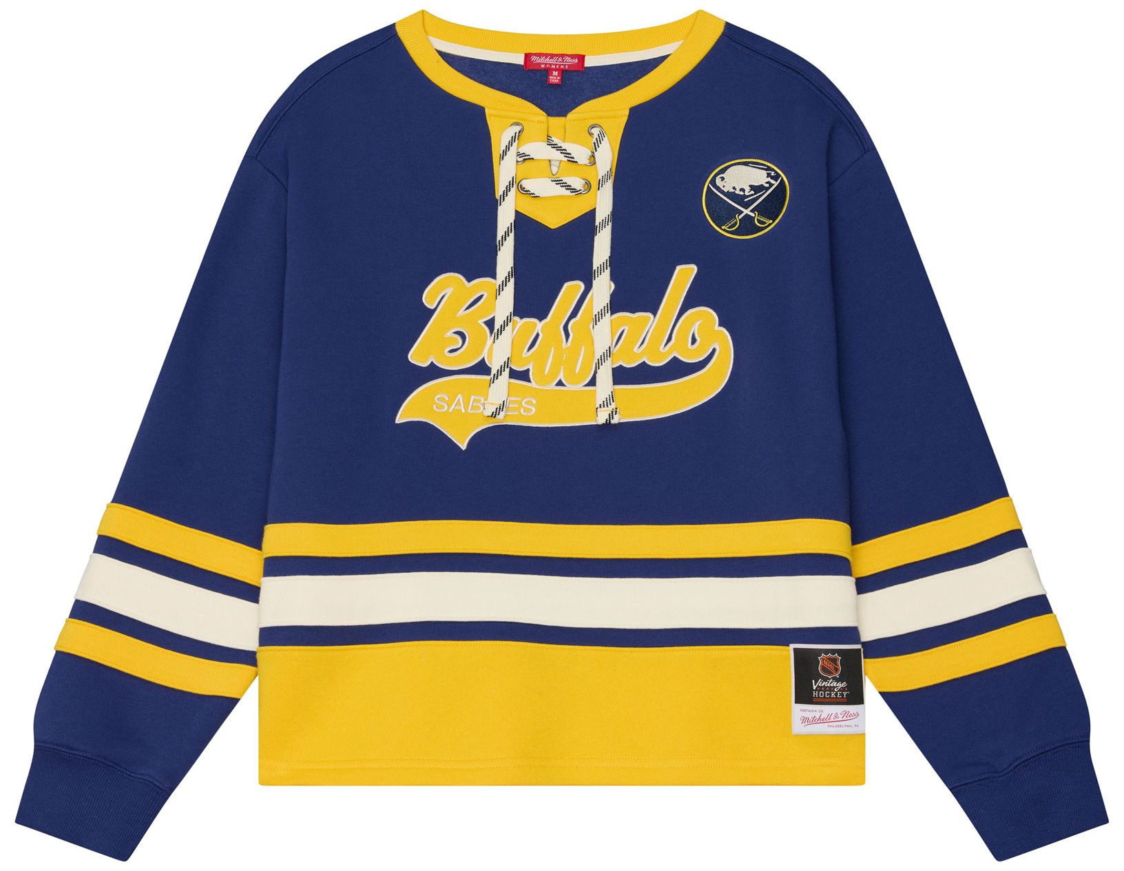 Mitchell &amp; Ness Women's Buffalo Sabres Lace Up Crewneck Sweatshirt