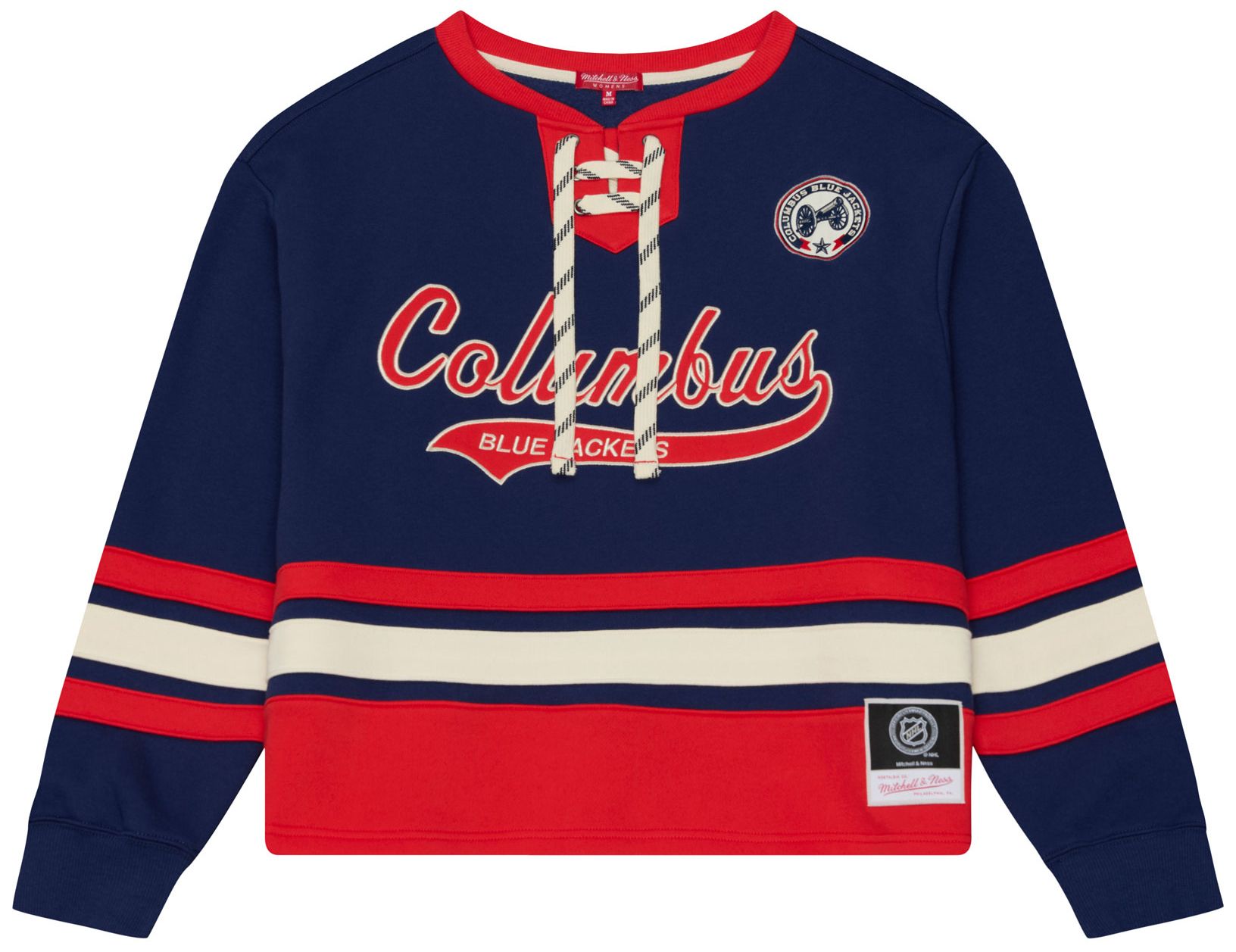 Mitchell &amp; Ness Women's Columbus Blue Jackets Lace Up Crewneck Sweatshirt
