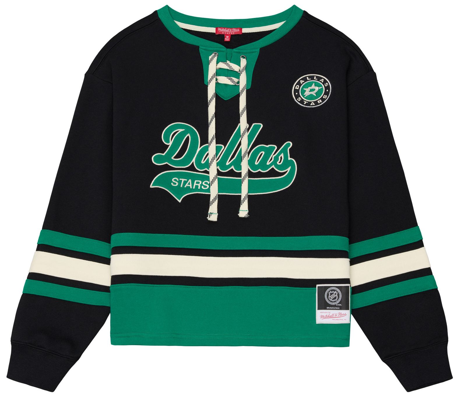 Mitchell &amp; Ness Women's Dallas Stars Lace Up Crewneck Sweatshirt
