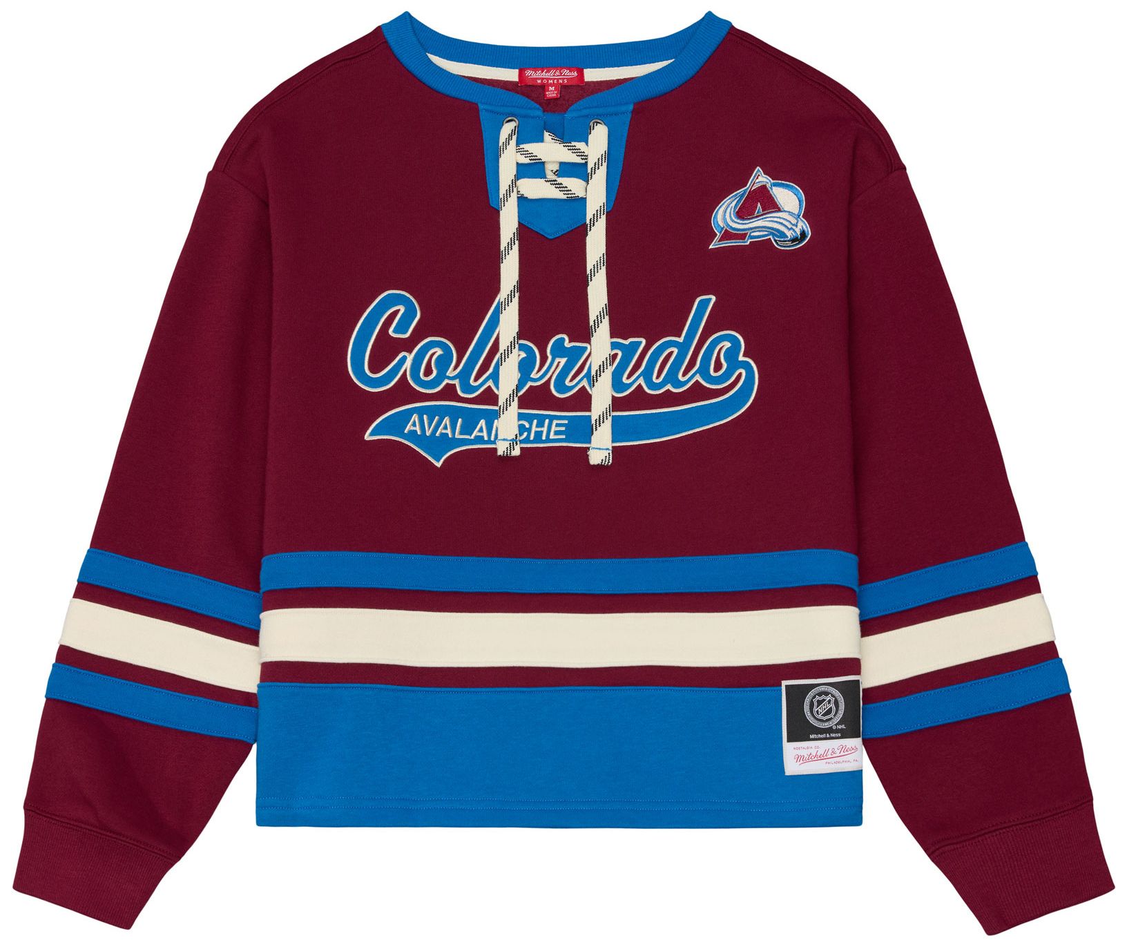 Mitchell & Ness Women's Colorado Avalanche Lace Up Crewneck Sweatshirt