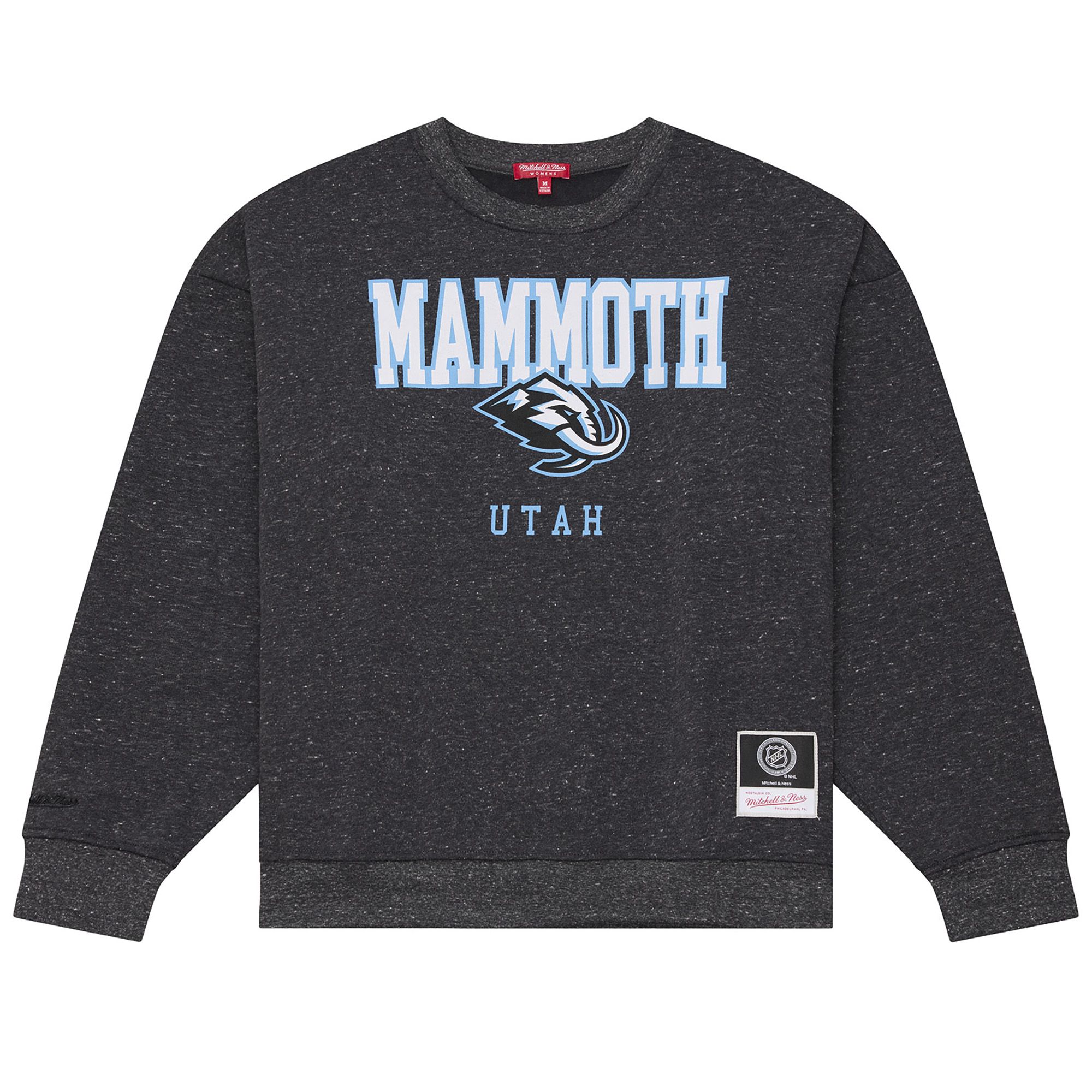 Mitchell &amp; Ness Women's Utah Mammoth Dark Grey Snow Washed Fleece Sweatshirt