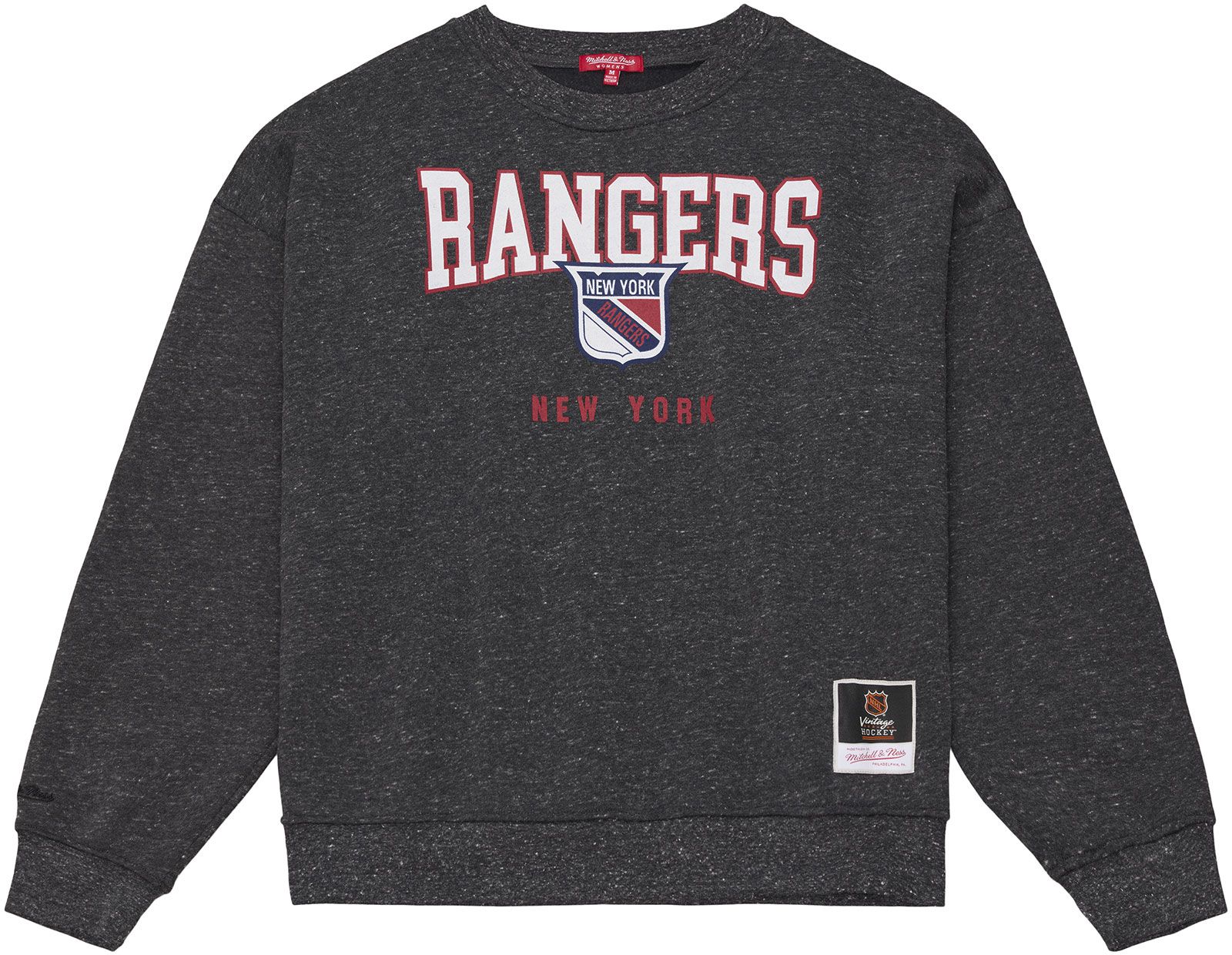 Mitchell &amp; Ness Women's New York Rangers Dark Grey Snow Wash Fleece Crewneck Sweatshirt