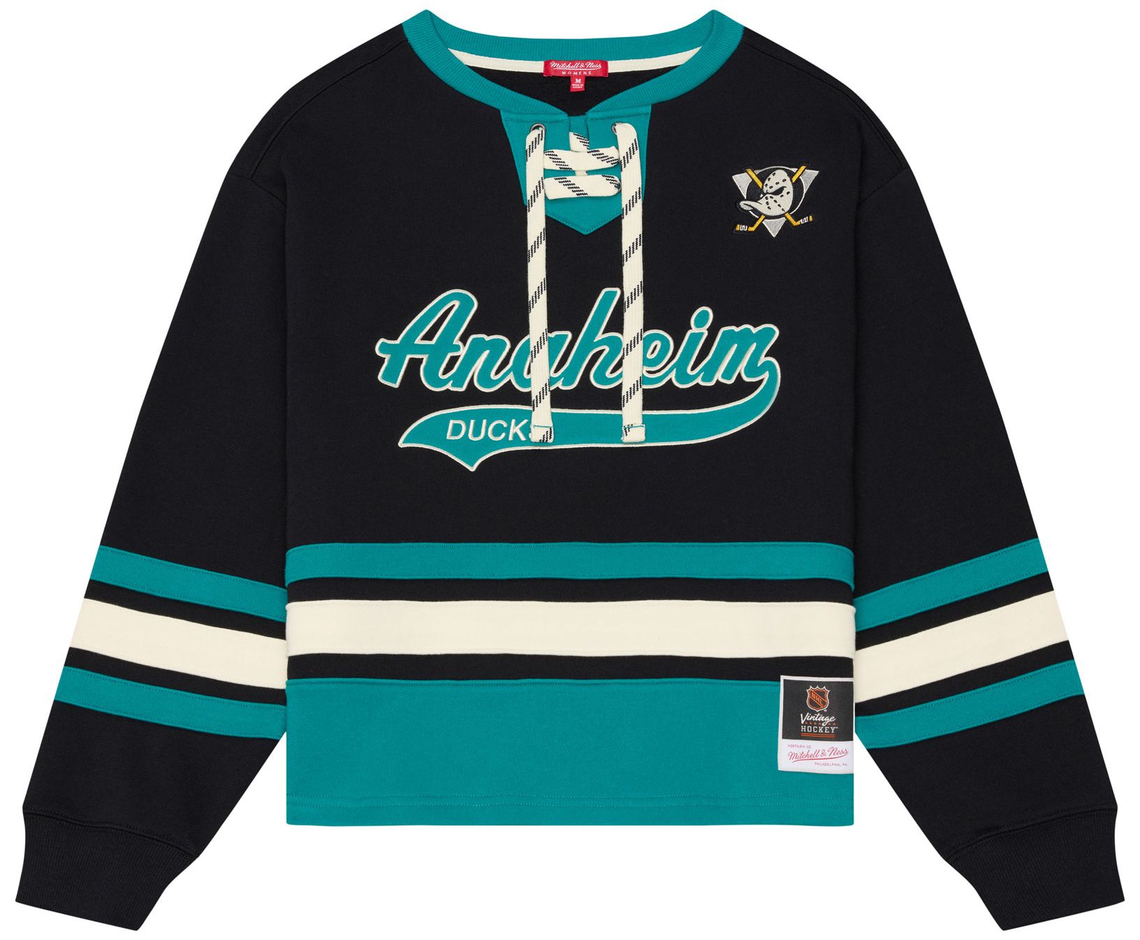 Mitchell &amp; Ness Women's Anaheim Ducks Lace Up Crewneck Sweatshirt