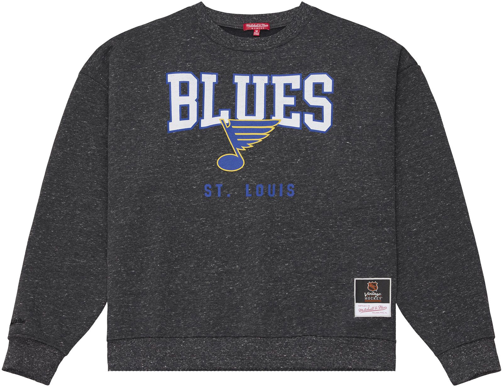 Mitchell & Ness Women's St. Louis Blues Dark Grey Snow Wash Fleece Crewneck Sweatshirt, XL, Gray