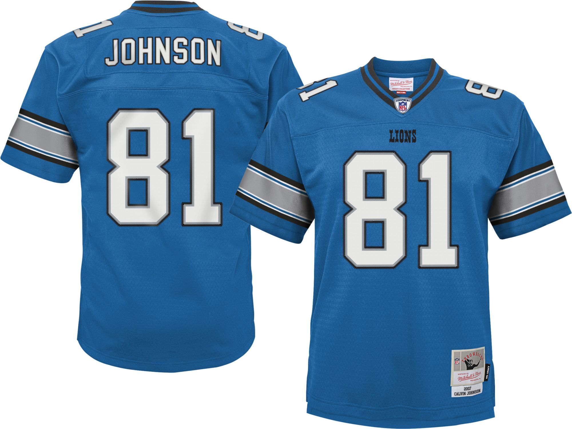 Mitchell &amp; Ness Youth Detroit Lions Calvin Johnson #81 Blue Legacy Jersey