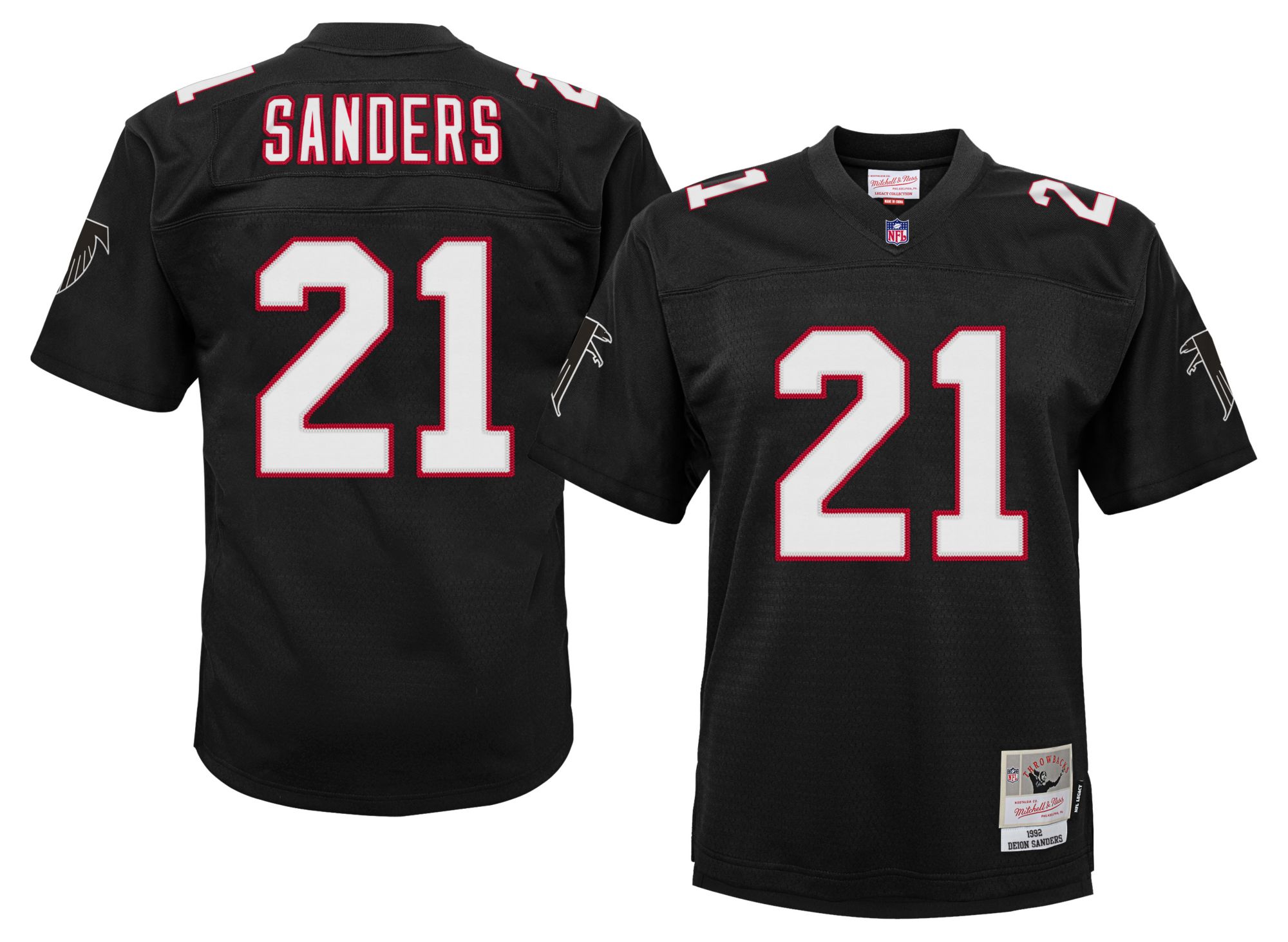 Mitchell &amp; Ness Youth Atlanta Falcons Deion Sanders #21 Black Legacy Jersey