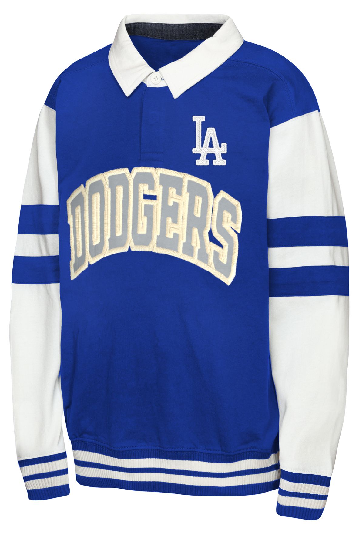 MLB Team Apparel Boys' Los Angeles Dodgers Royal Fielder MVP Long Sleeve Shirt