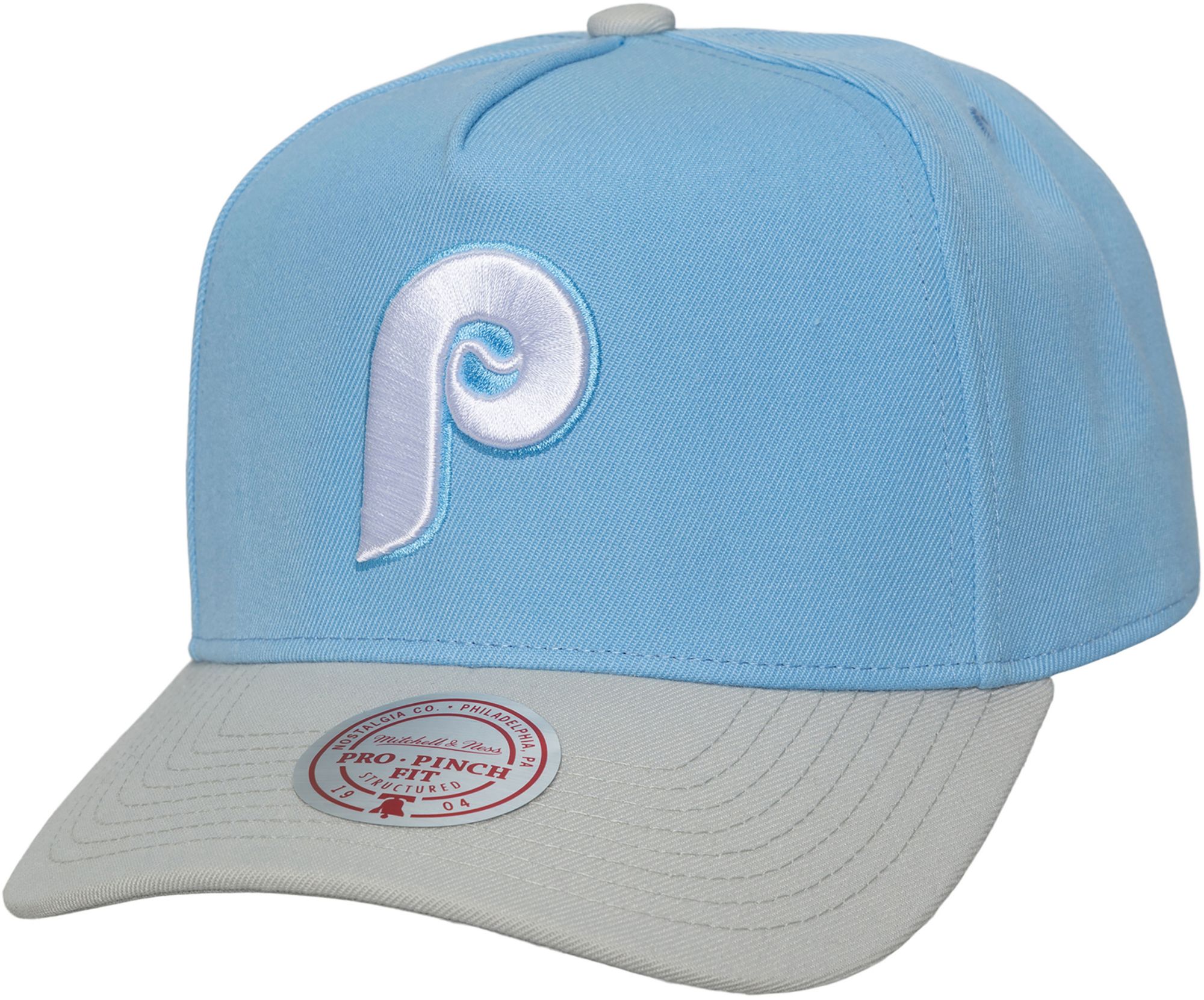 Mitchell &amp; Ness Adult Philadelphia Phillies Light Blue Gleam Cooperstown Snapback Adjustable Hat