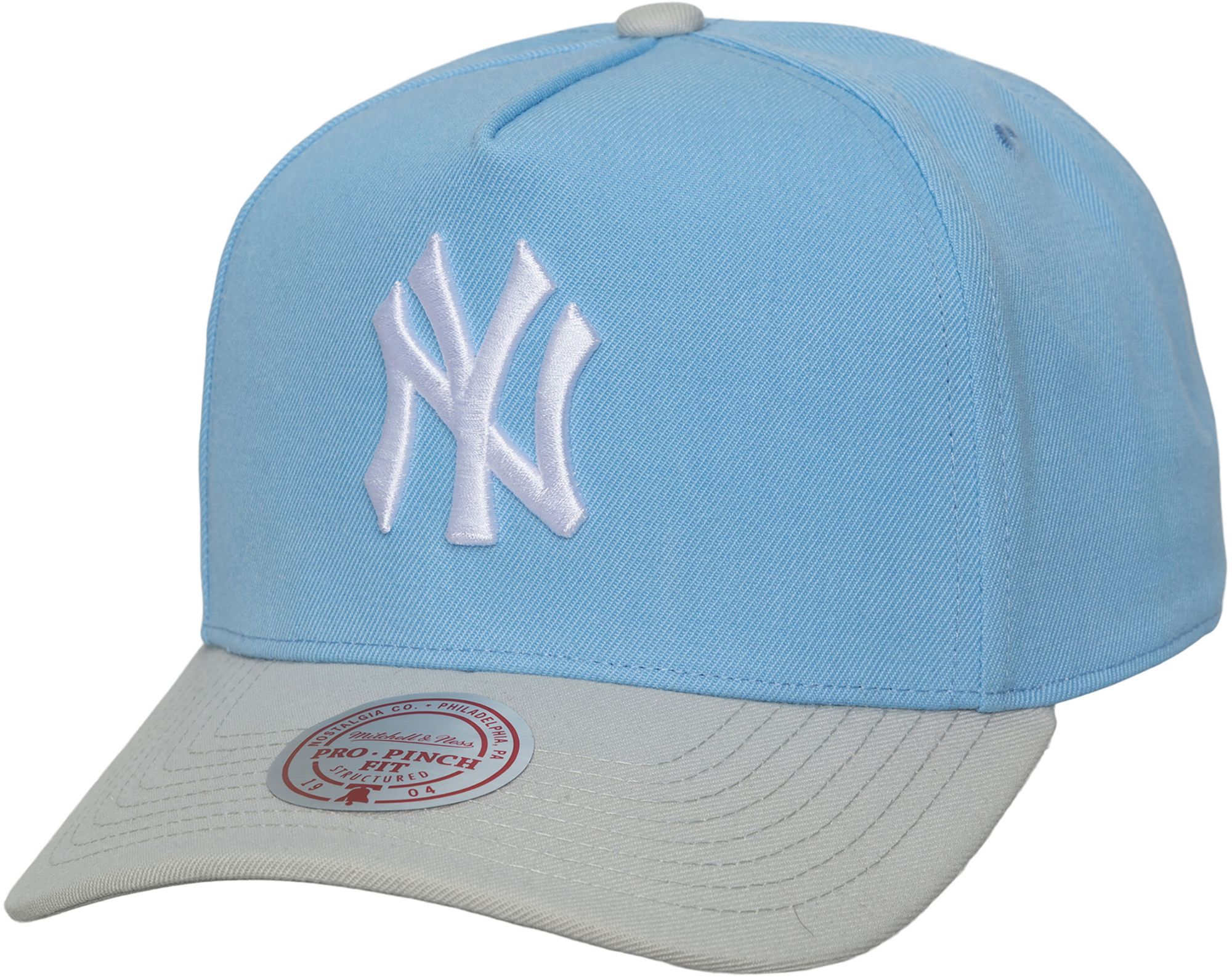 Mitchell &amp; Ness Adult New York Yankees Light Blue Gleam Snapback Adjustable Hat
