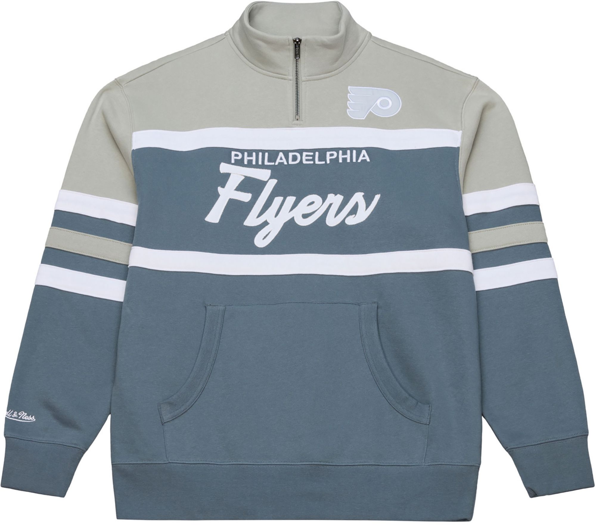 Mitchell &amp; Ness Men's Philadelphia Flyers Head Coach Light Grey Quarter-Zip