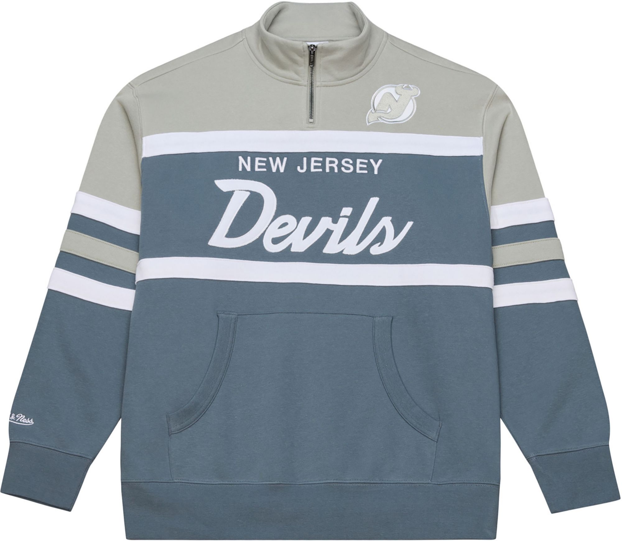 Mitchell &amp; Ness Men's New Jersey Devils Head Coach Light Grey Quarter-Zip