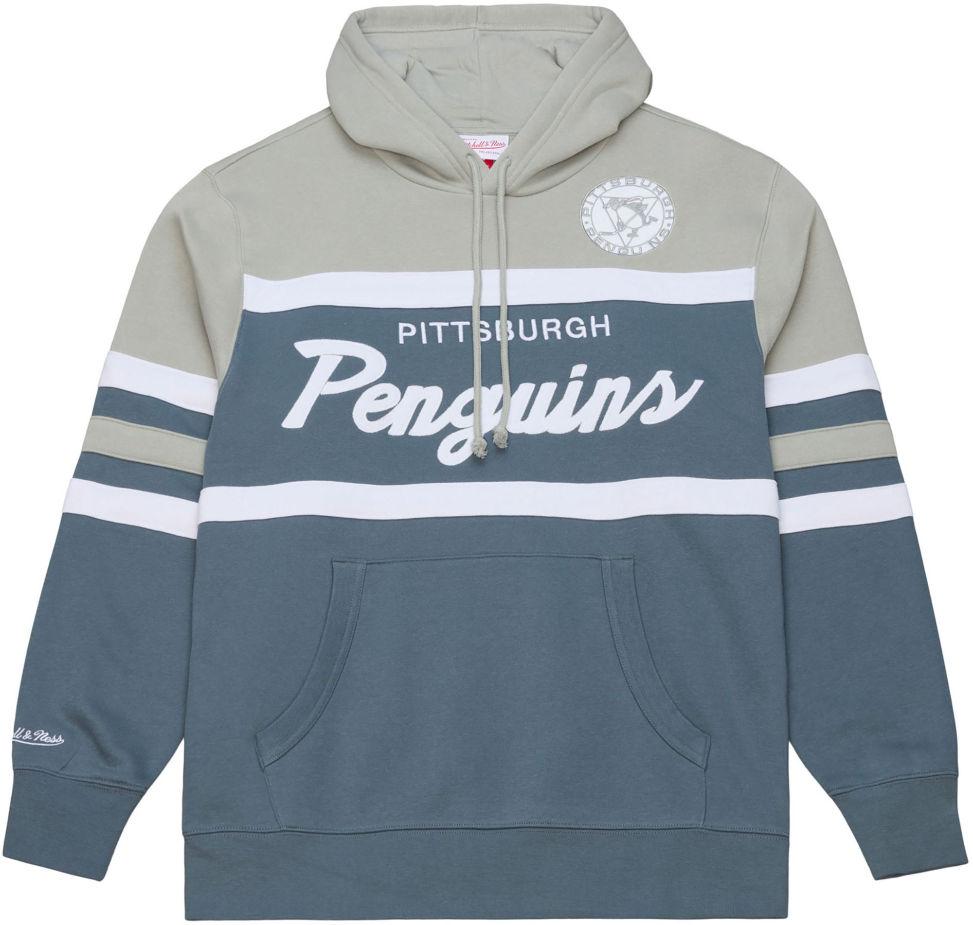 Mitchell &amp; Ness Men's Pittsburgh Penguins Light Grey Head Coach Pullover Hoodie