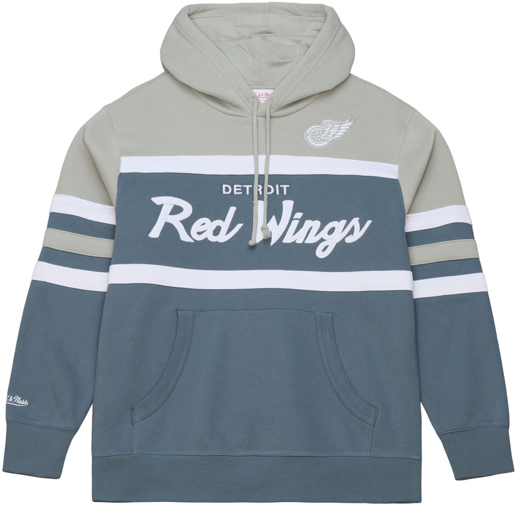 Mitchell & Ness Men's Detroit Red Wings Light Grey Head Coach Pullover Hoodie