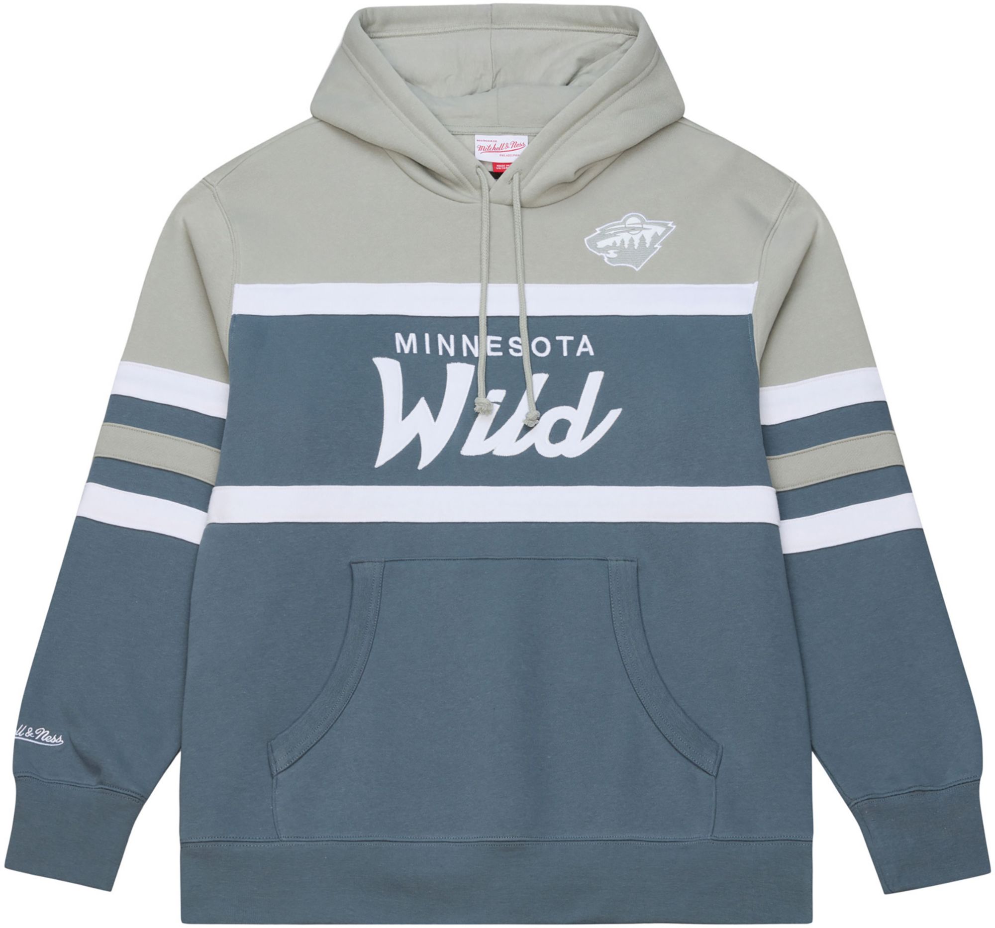 Mitchell & Ness Men's Minnesota Wild Light Grey Head Coach Pullover Hoodie