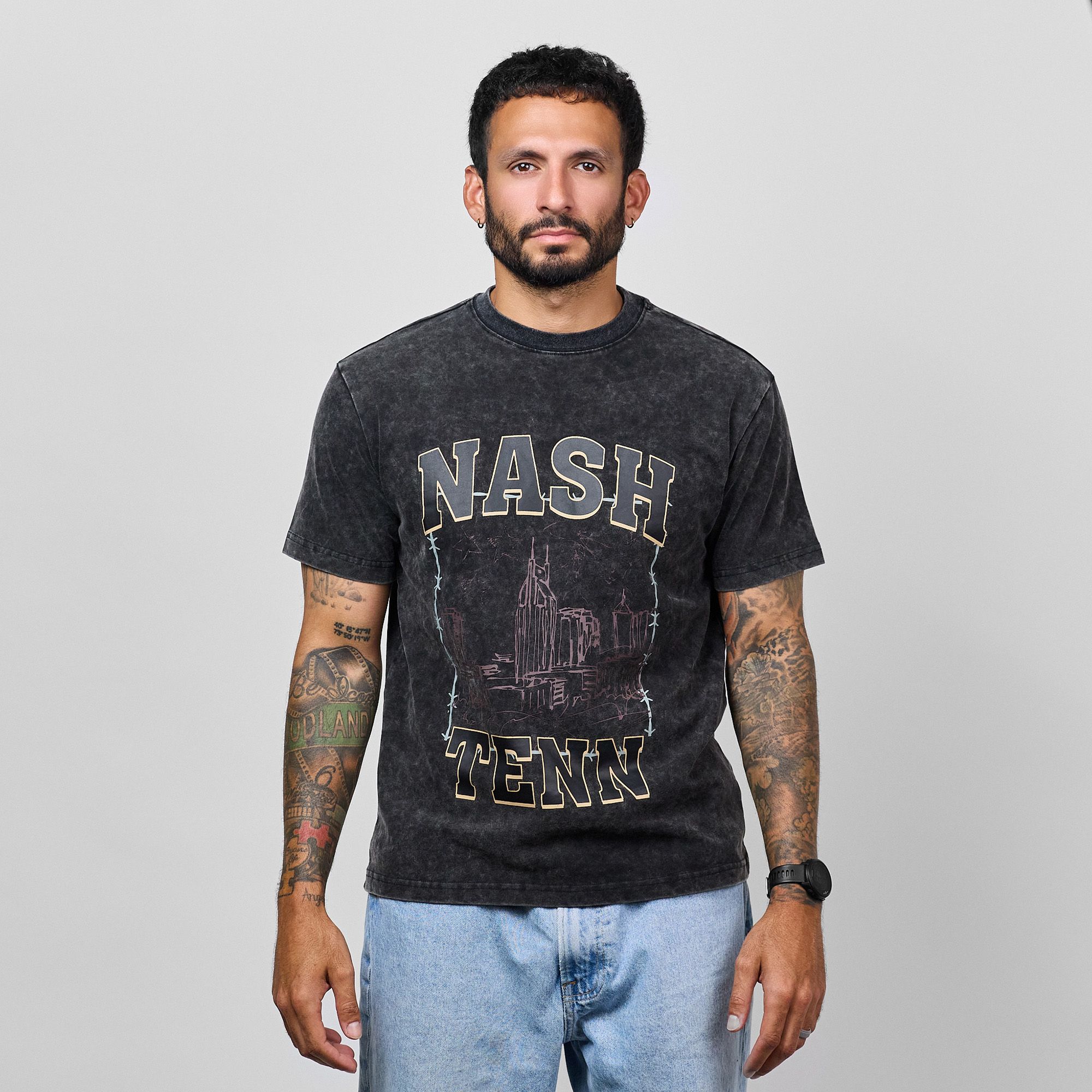 Nash Adult Nashville Black Skyline Basic T-Shirt