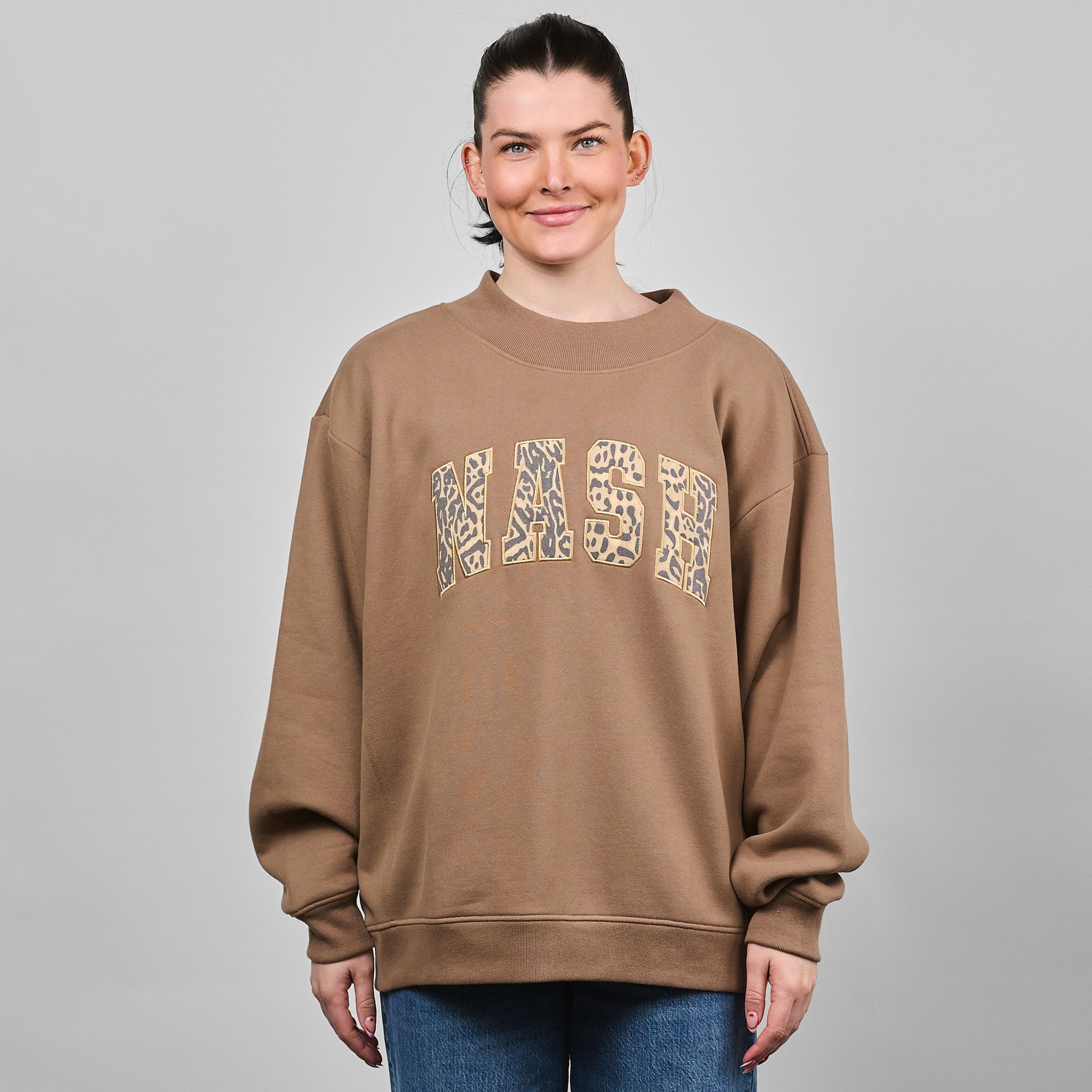 Nash Women's Nashville Brown Leopard Legacy Mockneck Sweatshirt